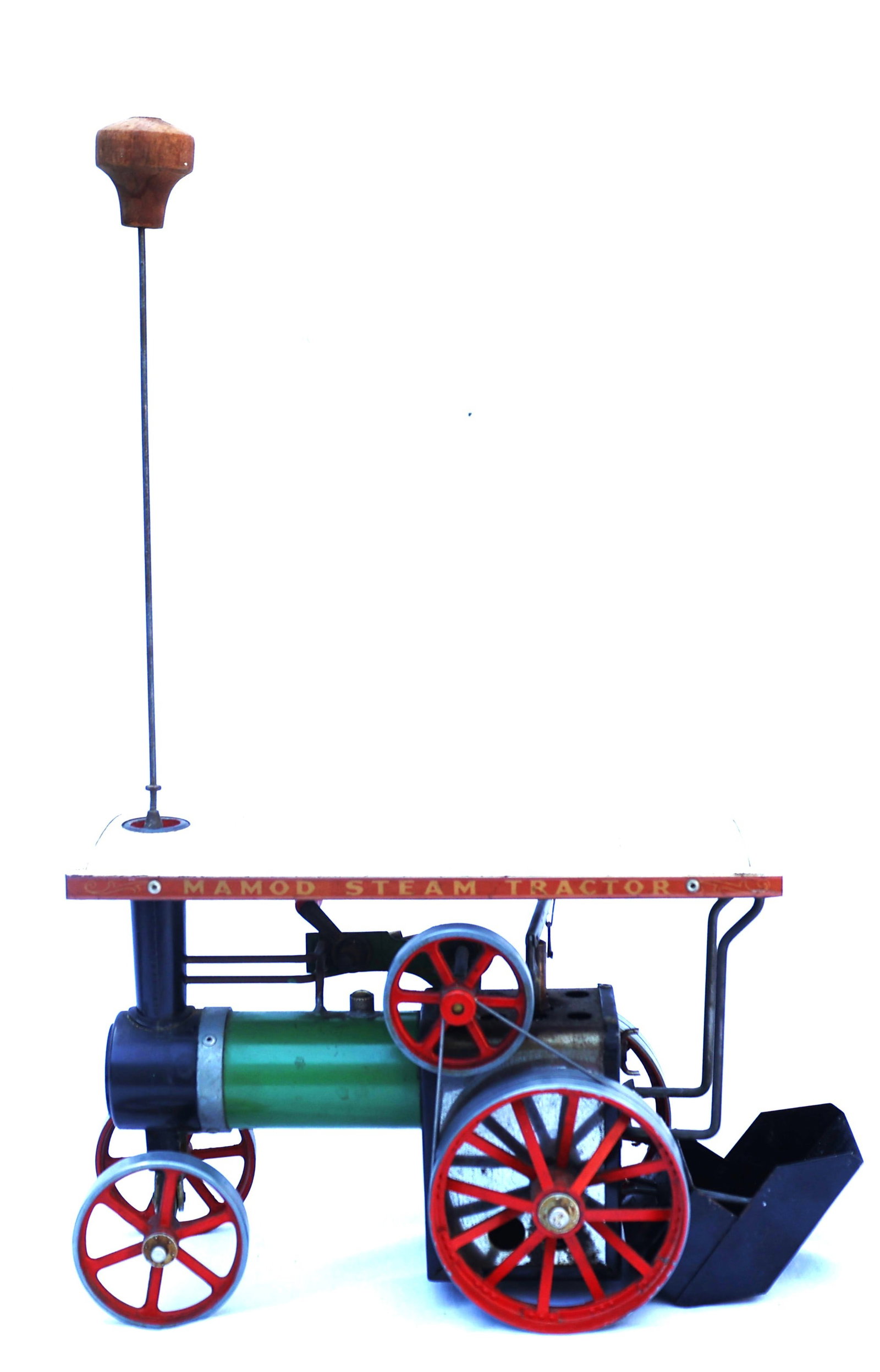 vintage Mamod TE1a Steam Tractor toy, recognizable by its green boiler and red wheels.Manufactured (1 of 10)