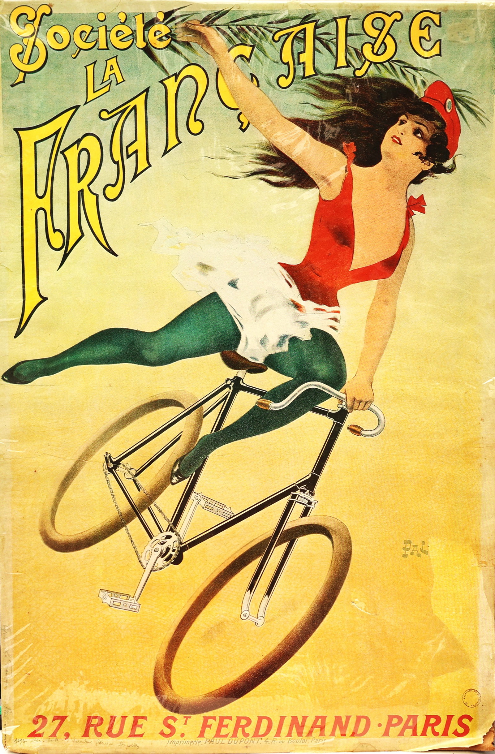 Vintage advertisement poster for the French bicycle manufacturer Société La Française (1 of 8)