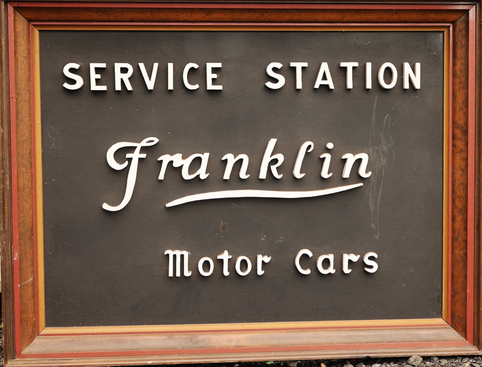 Large Wood Sign Service Station "Franklin Motor Cars" in Wide 4 in. Wood Frame (1 of 4)