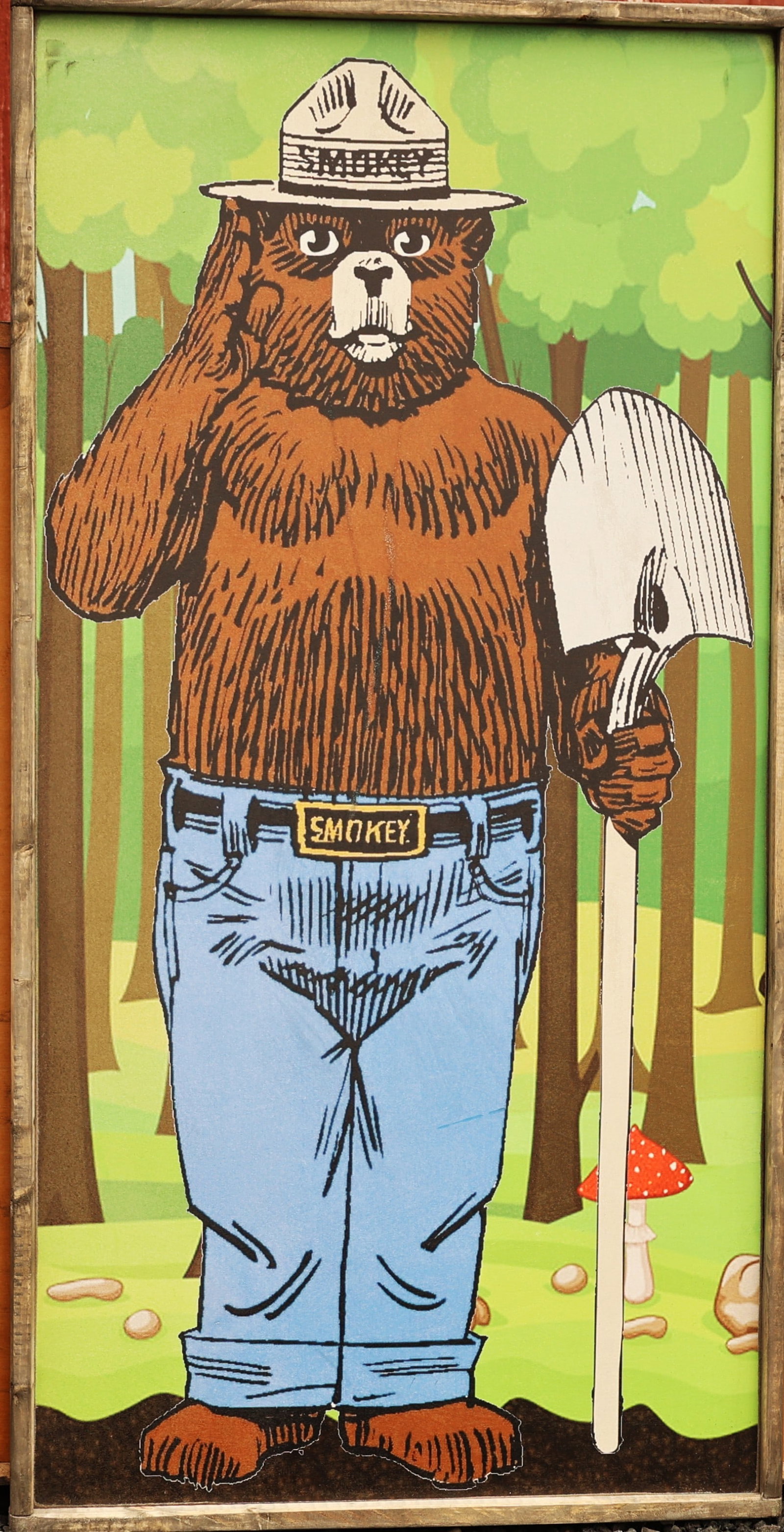 Large Wood Sign Smokey Bear Holding a Shovel, 49 1/4 in. x 25 1/4 in. (1 of 5)