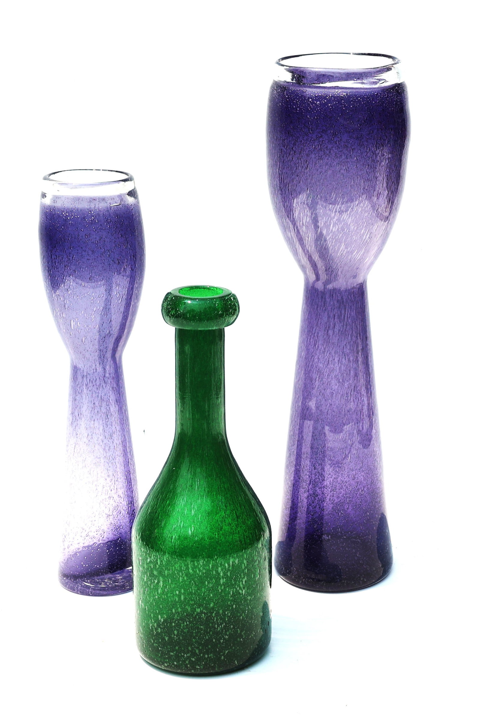 3 These appear to be vintage Fyens Glassworks flower bulb vases from the 1930s, featuring purple and (1 of 4)