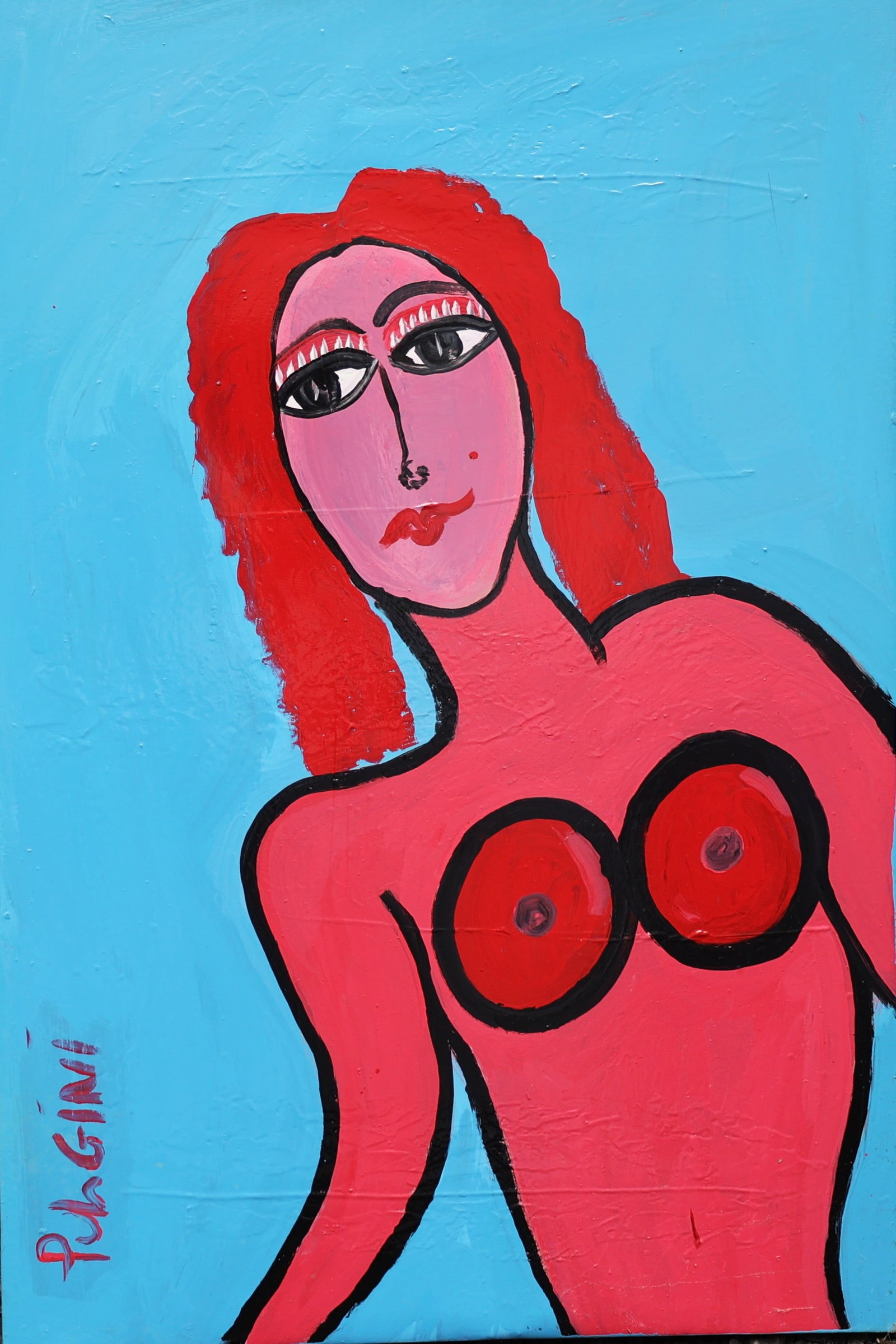 original oil painting by American artist Thomas Pulgini, known for his vibrant pop-art and abstract: Size: 35 inches x 25 1/2 inchesl original oil painting by American artist Thomas Pulgini, known for his vibrant pop-art and abstract expressionist style.Artist: Thomas Pulgini, born in 1965 in Wilming