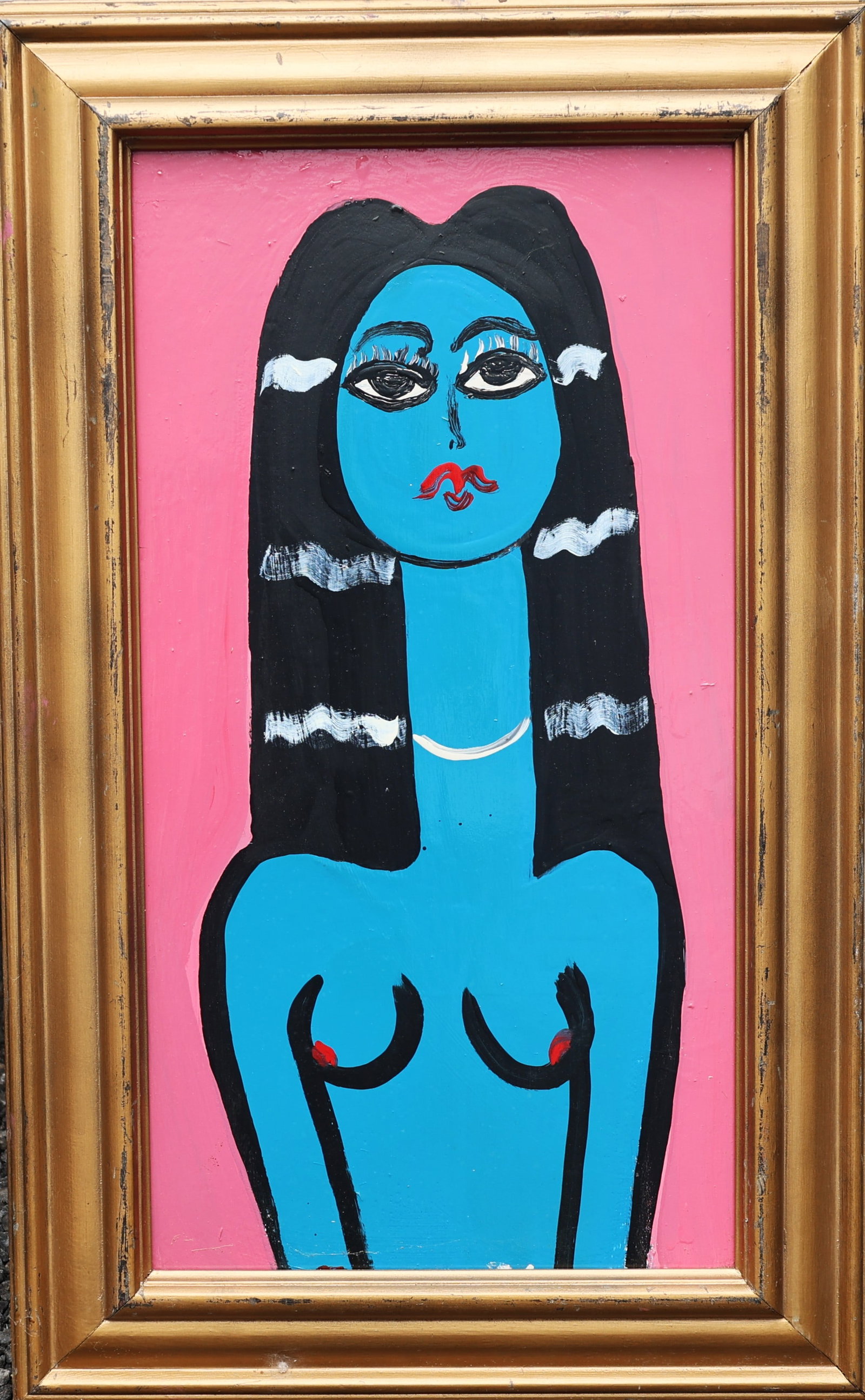 original oil painting by American artist Thomas Pulgini, known for his vibrant pop-art and abstract: Size: image 26 inches x 14 inches; outer frame 32 in. x 20 in. ; original oil painting by American artist Thomas Pulgini, known for his vibrant pop-art and abstract expressionist style.Artist: Thomas 