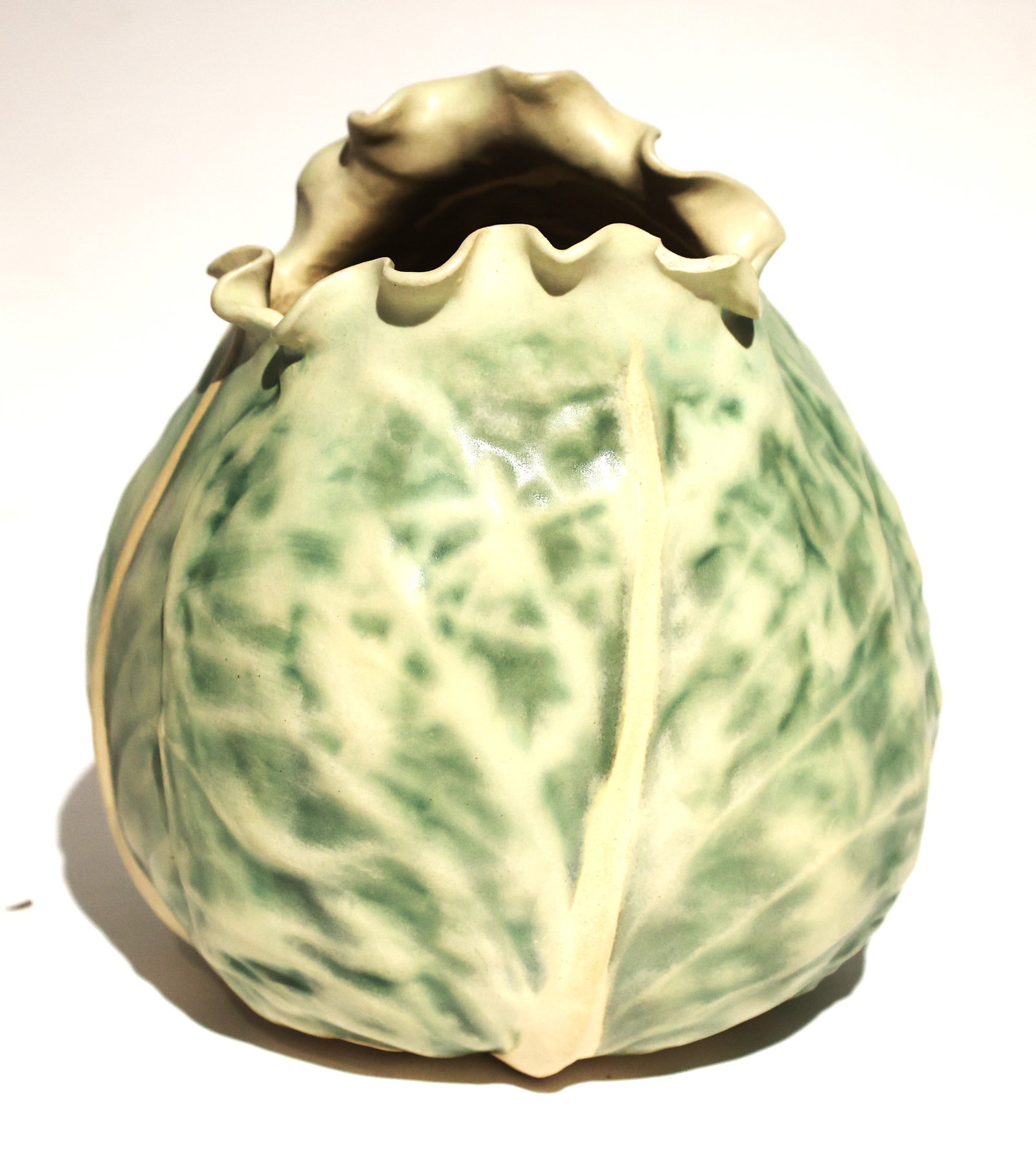 Art Pottery Cabbage Vase, Signed on Base, Patricia Garrett studio pottery vase shaped like a cabbage (1 of 6)