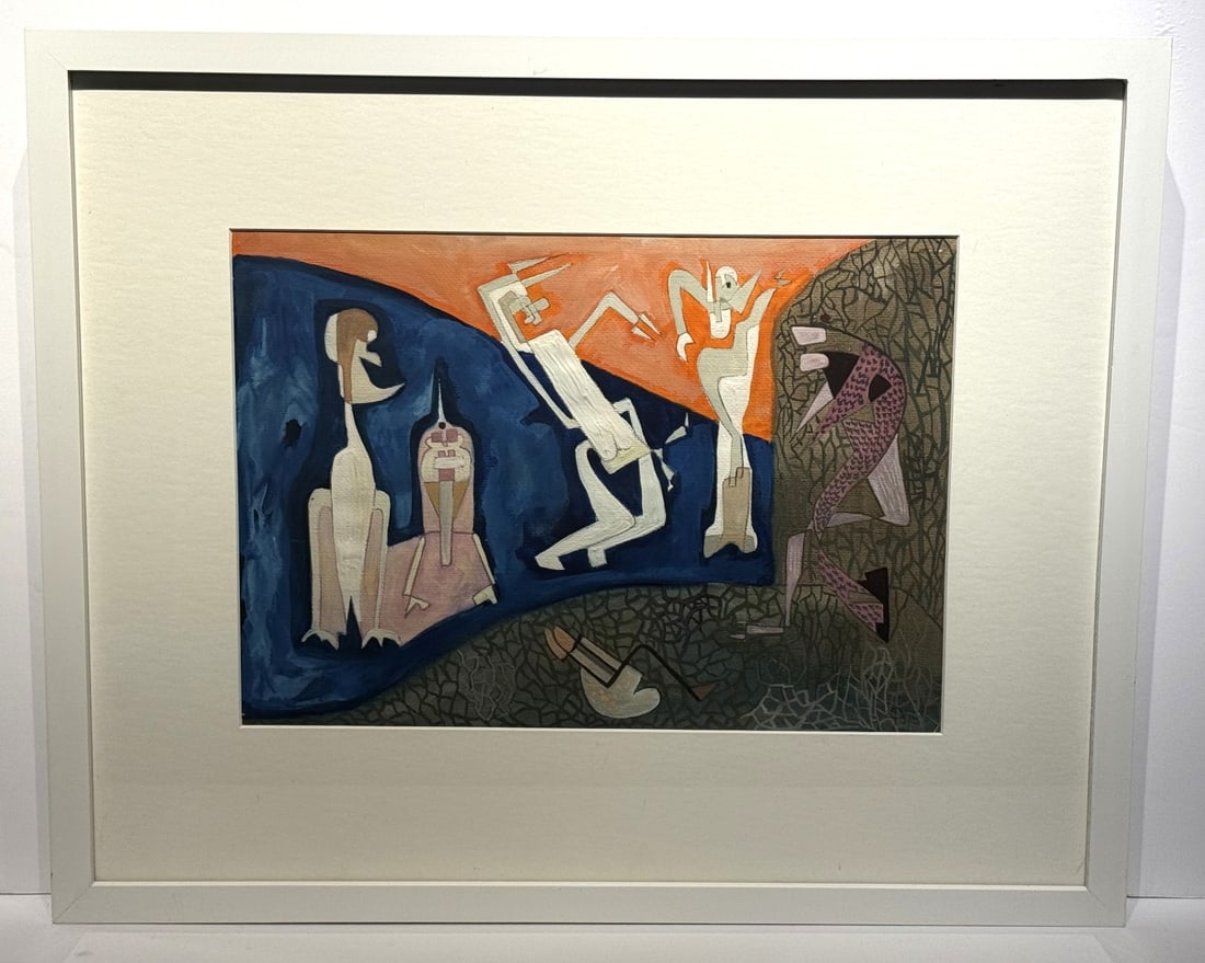 Eugene Arcieri; 20thC. Surrealist Gouache Composition Signed (1 of 6)