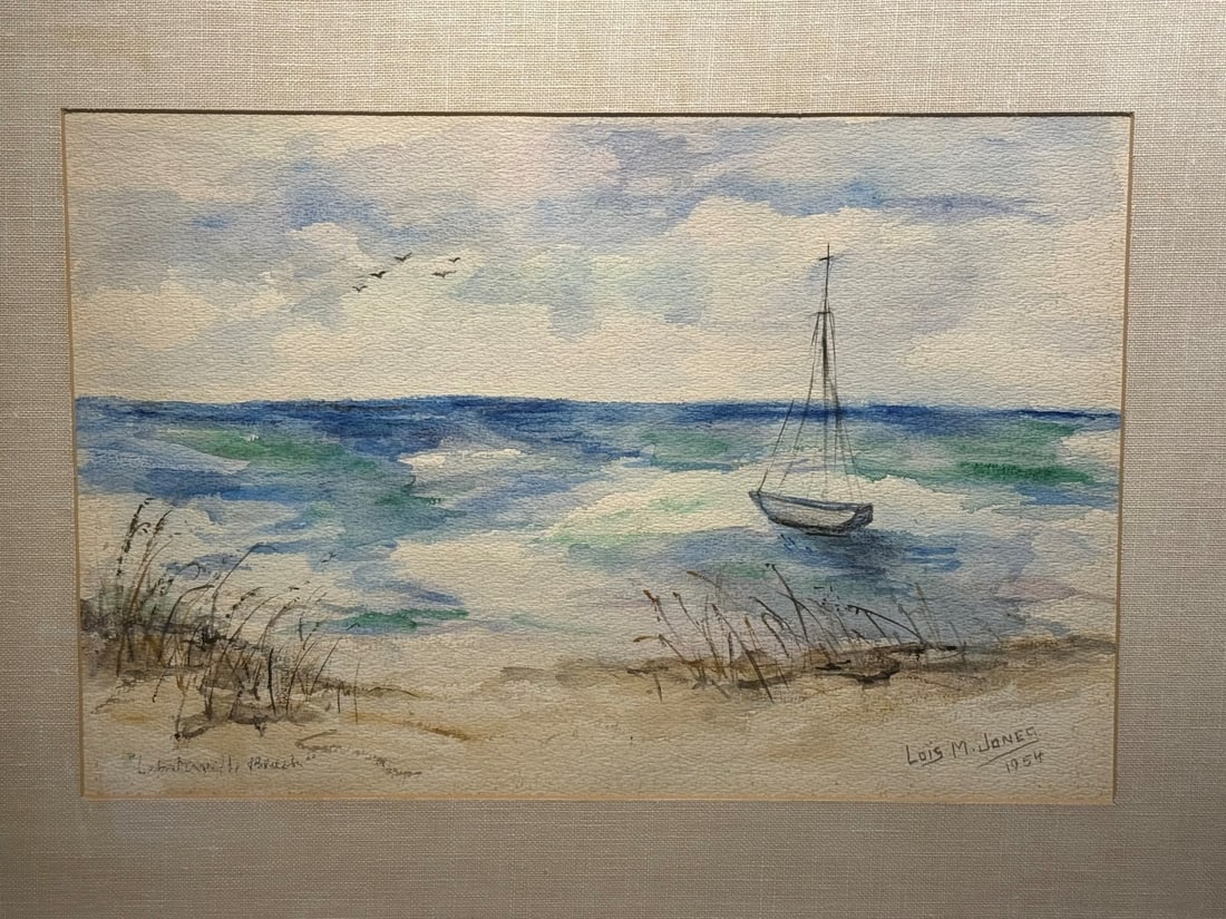 Lois M. Jones; 20thC. American Watercolor Lobsterville Beach Signed (1 of 3)