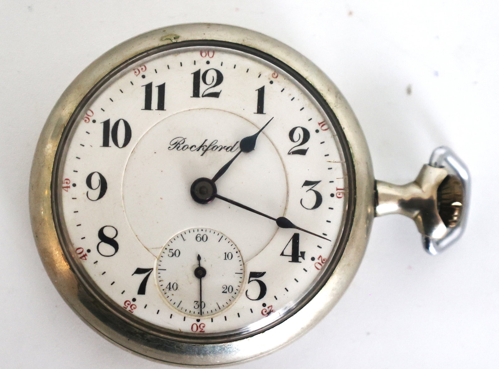 Rockford, Pocket Watch, 17 Jewels: Size: 2 7/8 in. x 2 1/8 in. face; Rockford, Pocket Watch, 17 Jewels