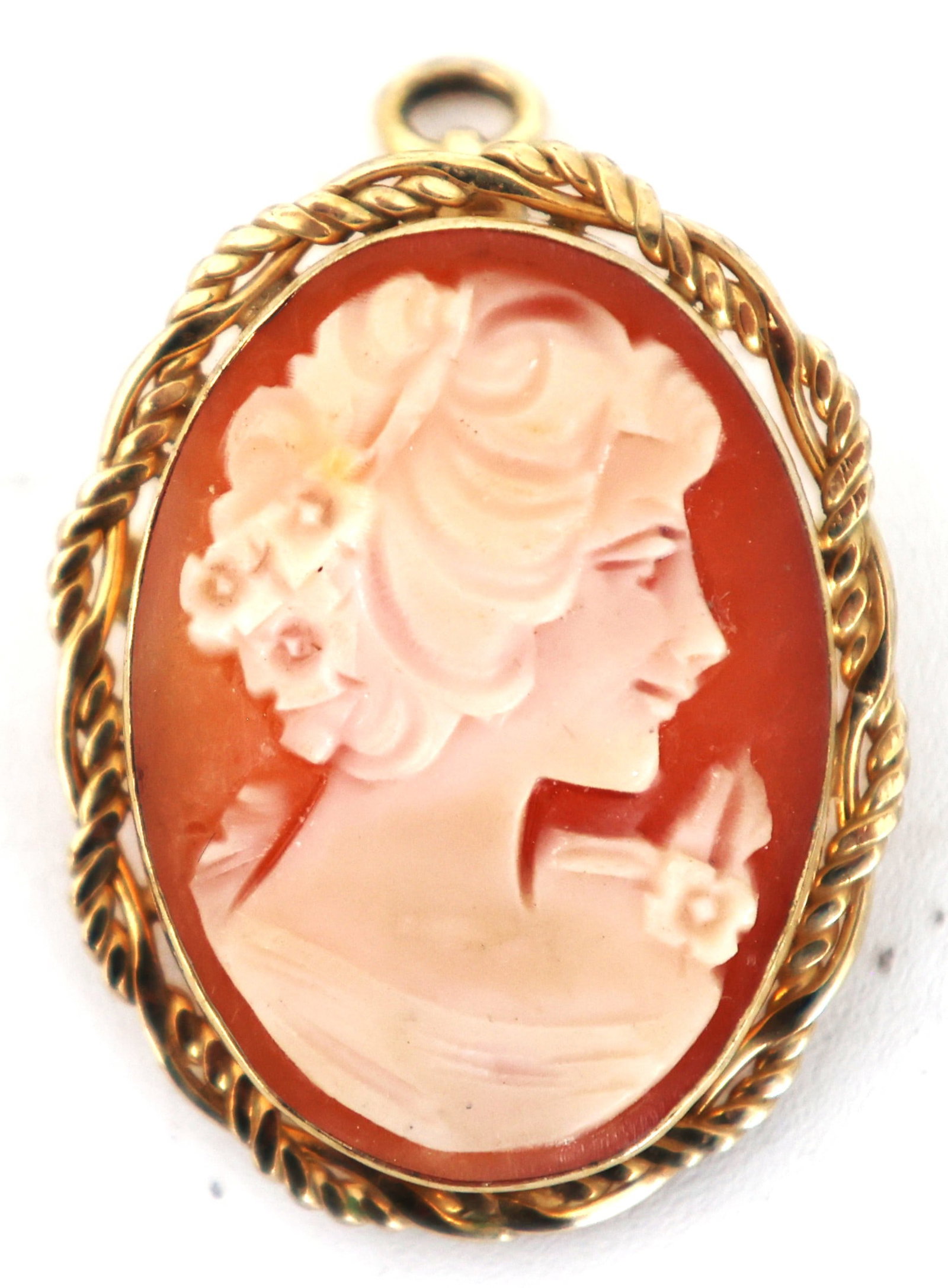 14K Gold Filled Oval Victorian Cameo Athena Portrait Pin / Pendant 1 1/4 in. x 1 in. (1 of 3)