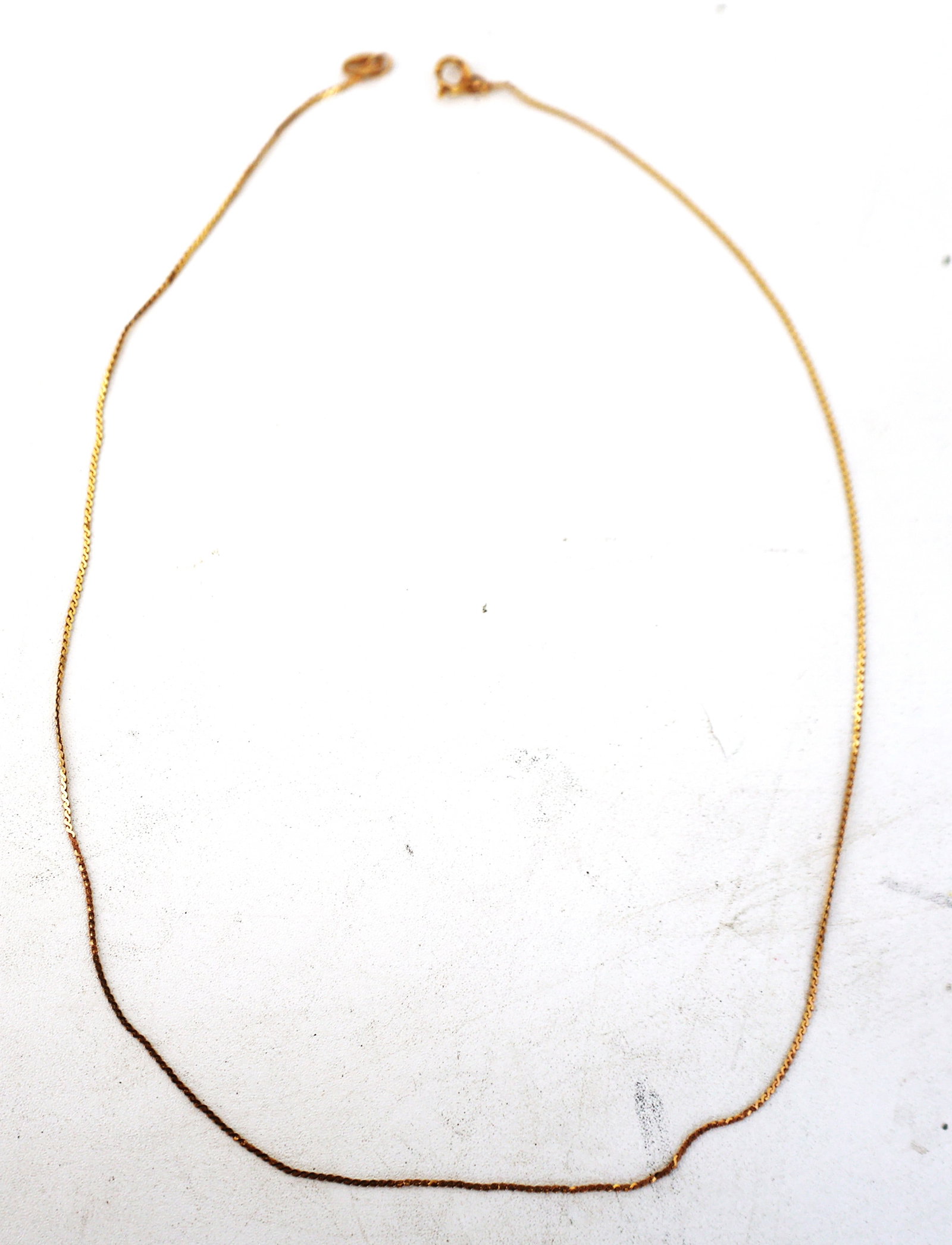 14K Gold 0.6 DWT Fine 15 inch Length Chain / Necklace: 14K Gold 0.6 DWT Fine 15 inch Length Chain / Necklace