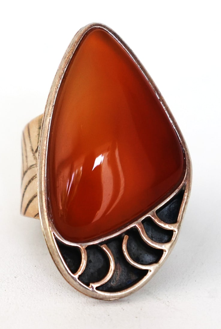DTR .925 Sterling Silver Jay King Native American Indian with Red Agate Ring Size 7 (1 of 5)