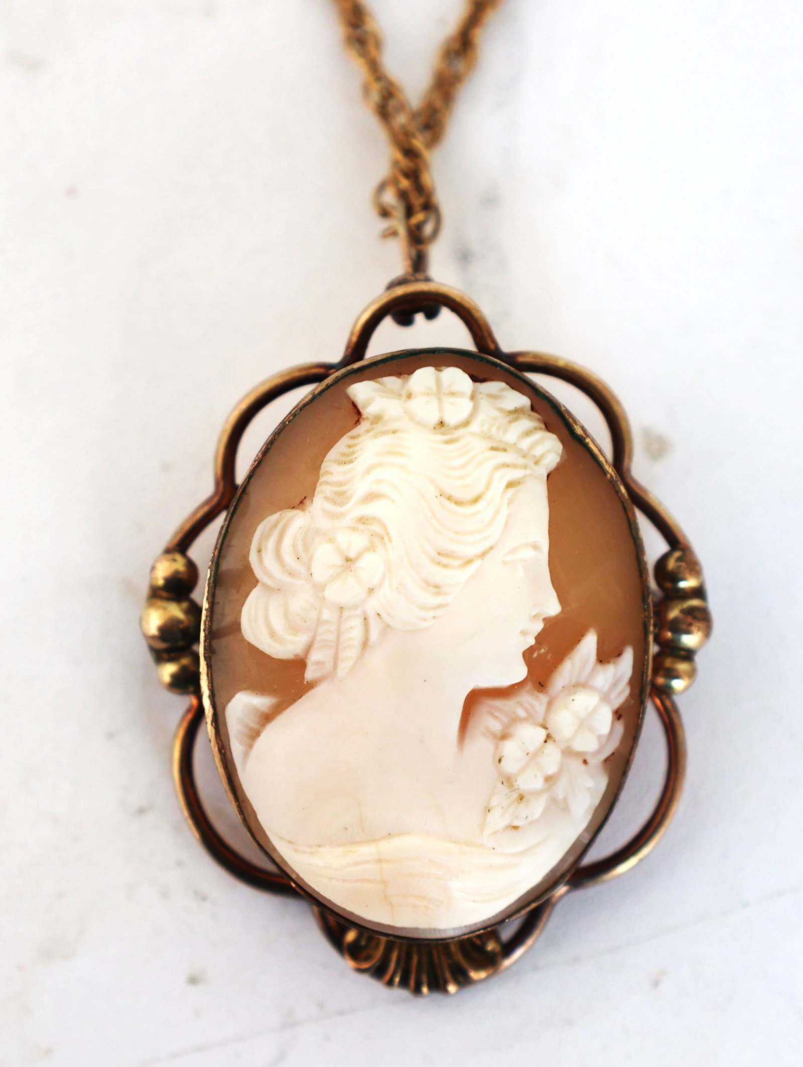 12K Gold Filled Athena Cameo Pendant Necklace on 12K Gold Filled 18 in. Length Chain (1 of 5)