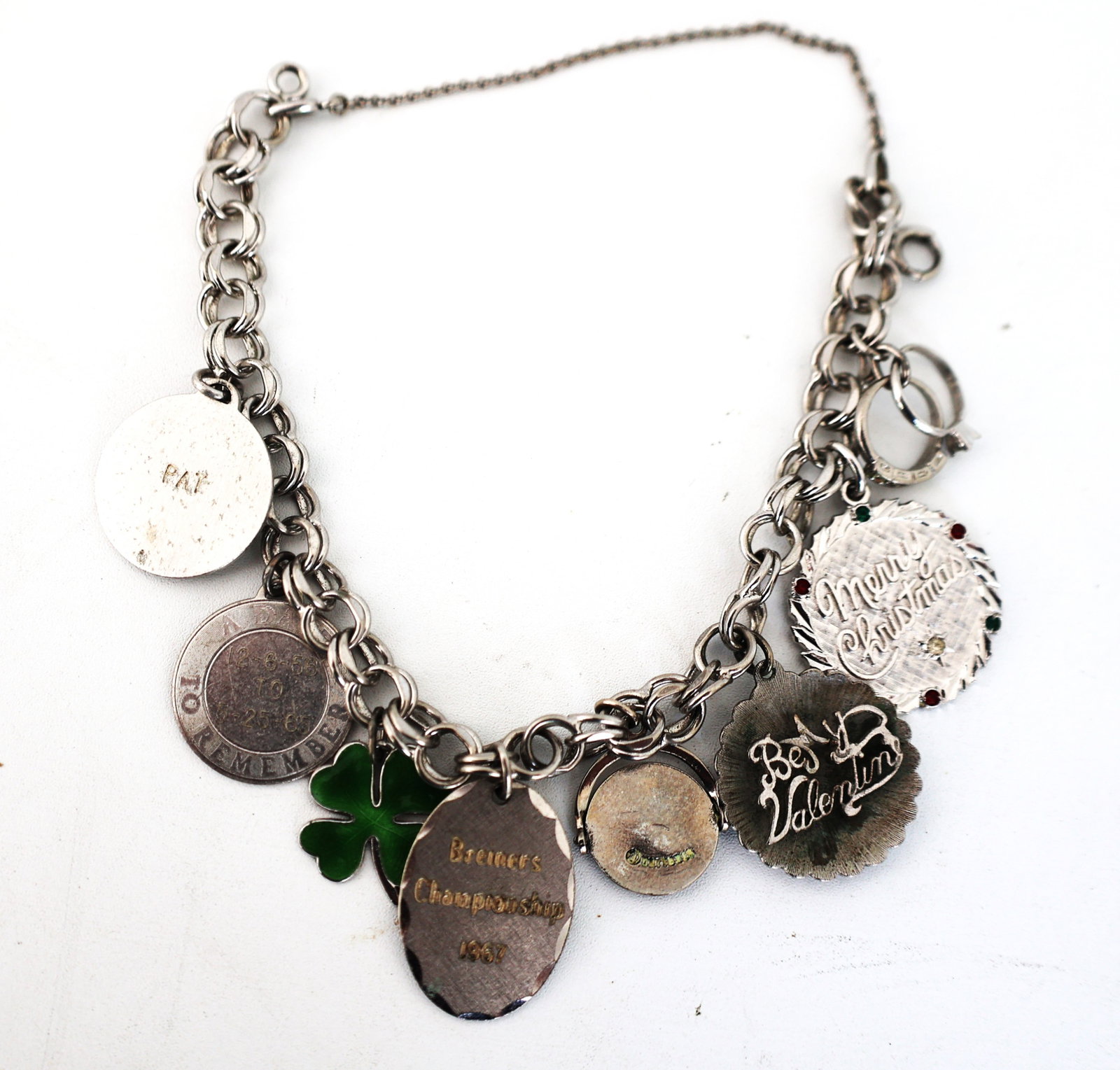 Sterling Silver Charm Bracelet with Sterling Silver Chams [sm. rings and bear not .925 Sterling]: Sterling Silver Charm Bracelet with Sterling Silver Chams [sm. rings and bear not .925 Sterling]; Size 7 1/2 in. x 3/8 in.