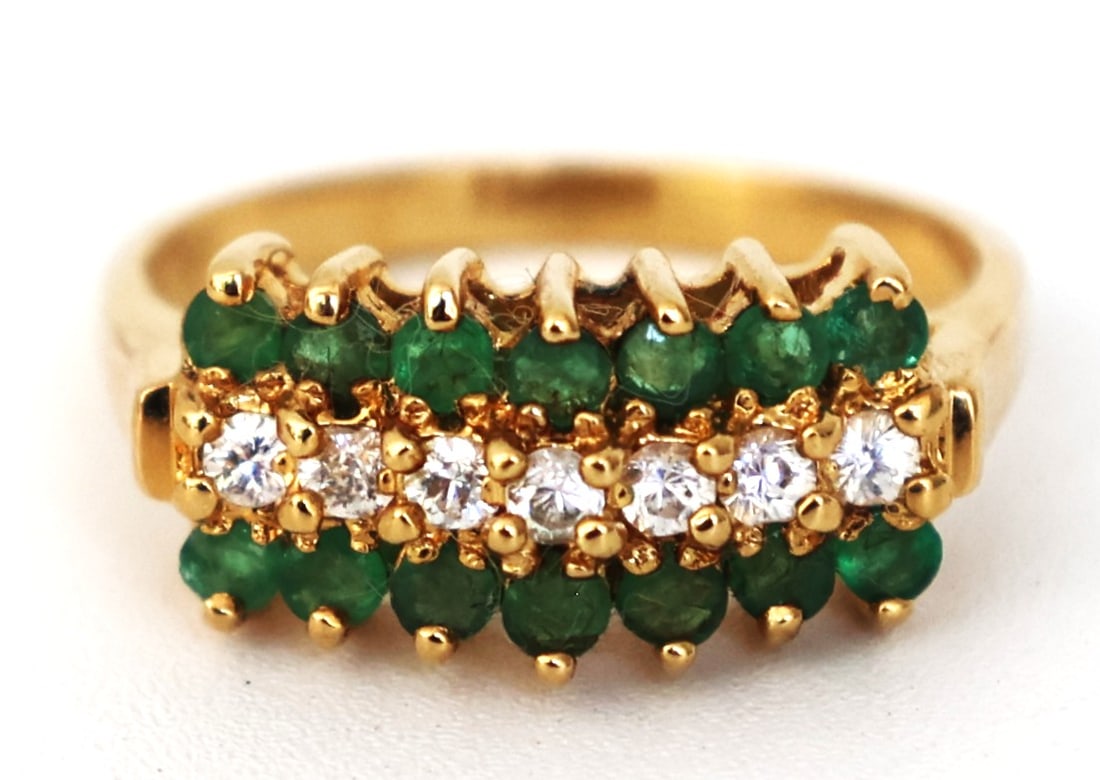 .925 Sterling Silver Emerald and CZ Ring Size 8 ; 3/4 in. x 3/8 in. (1 of 6)