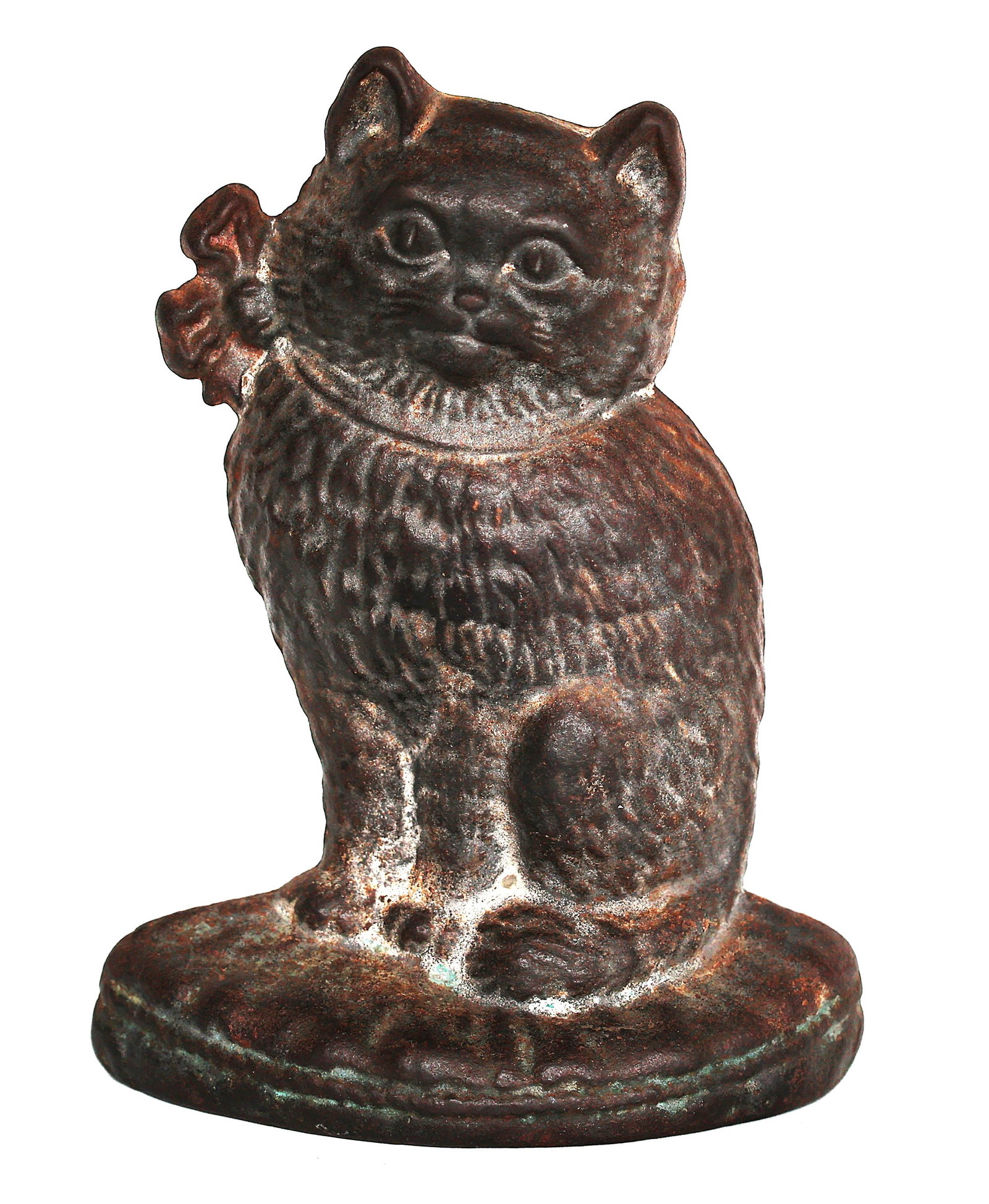 Antique Hubley Cast Iron Black Cat with Bow Doorstop (1 of 6)