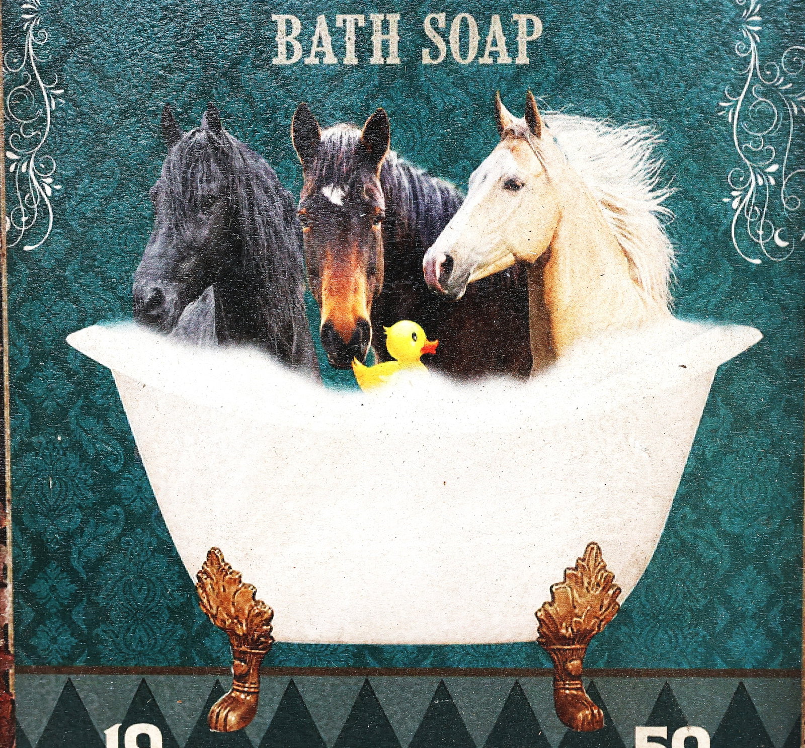 Wooden Printed Sign: Horse and Co. Bath Soap ; Size: 14 1/2 in. x 11 1/2 in. - 2