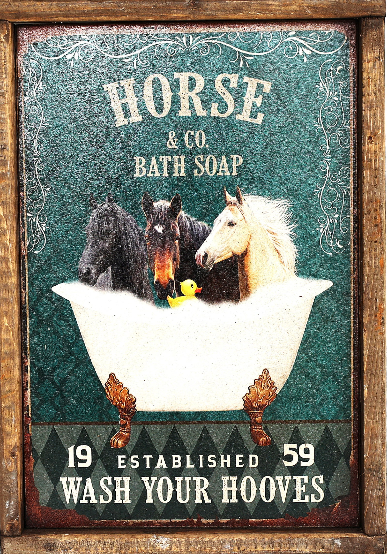 Wooden Printed Sign: Horse and Co. Bath Soap ; Size: 14 1/2 in. x 11 1/2 in. - 5