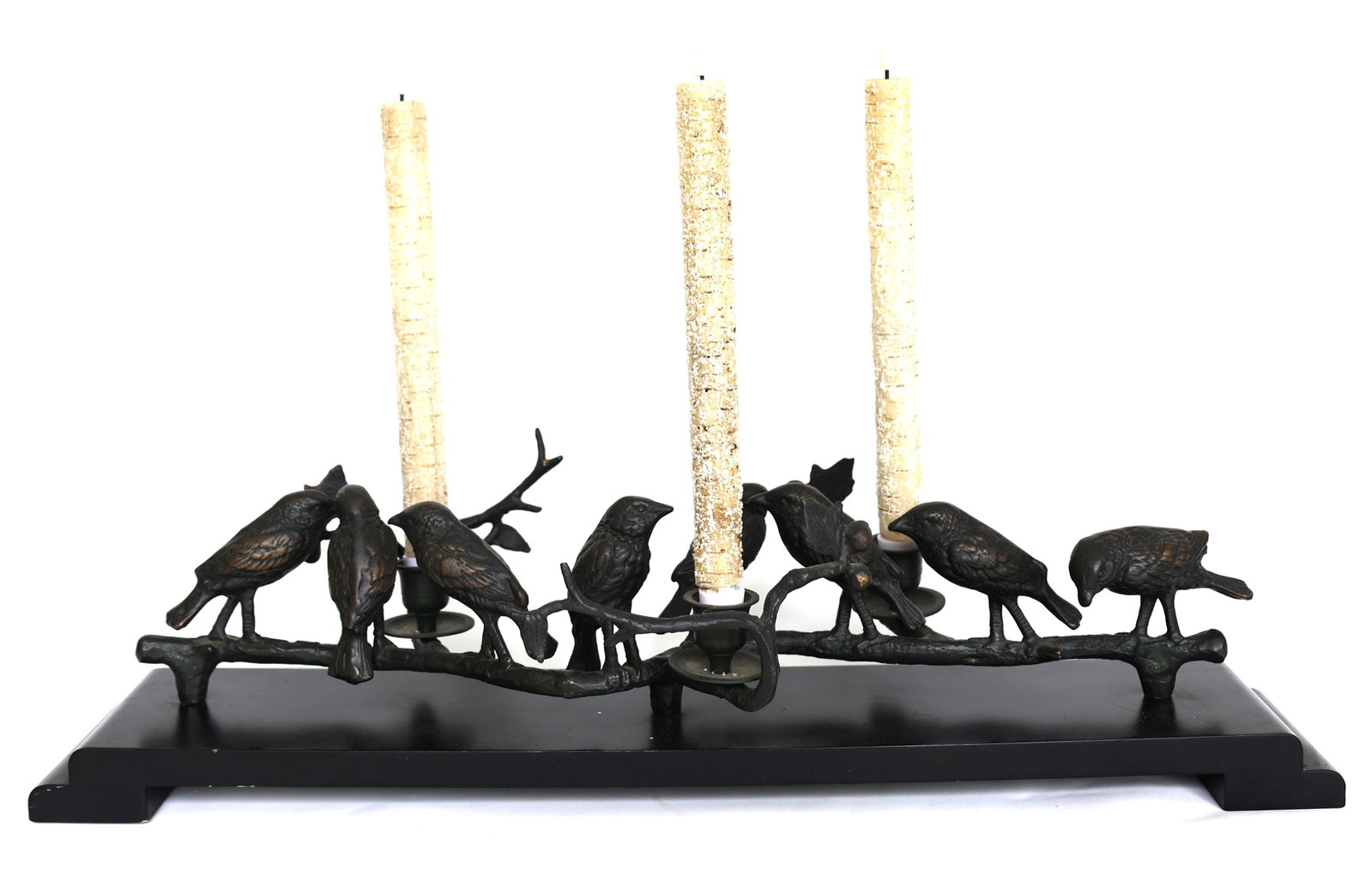 Darby Creek Trading Poe Halloween candle holder features oil-rubbed bronze metal ravens perched on (1 of 4)