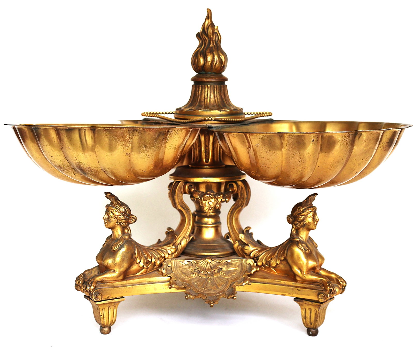 antique gilt bronze centerpiece is a French Art Nouveau figural epergne from the 1900s, featuring sc (1 of 8)