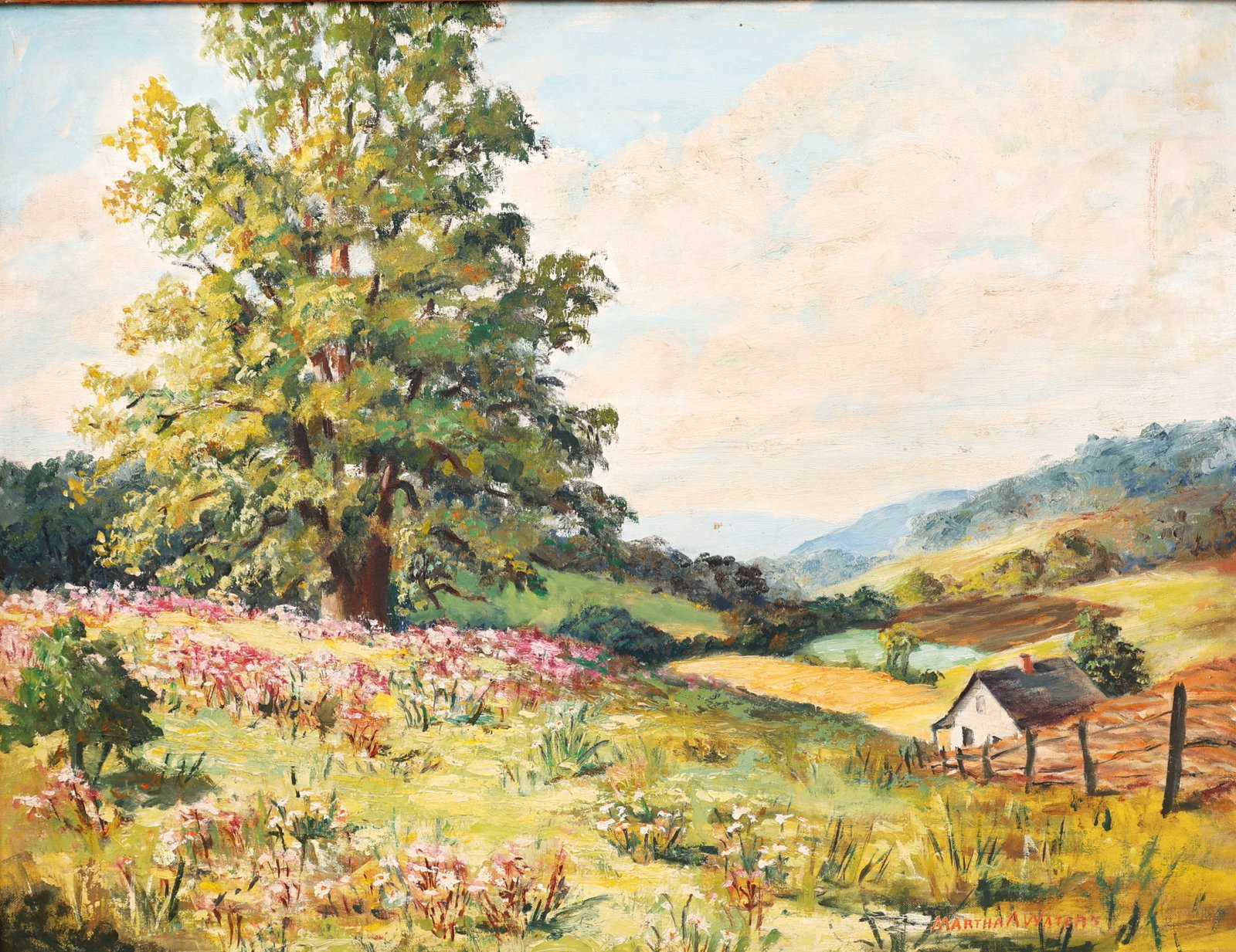 Martha A Waters, Vintage Landscape Oil on Board Painting, Signed (1 of 5)