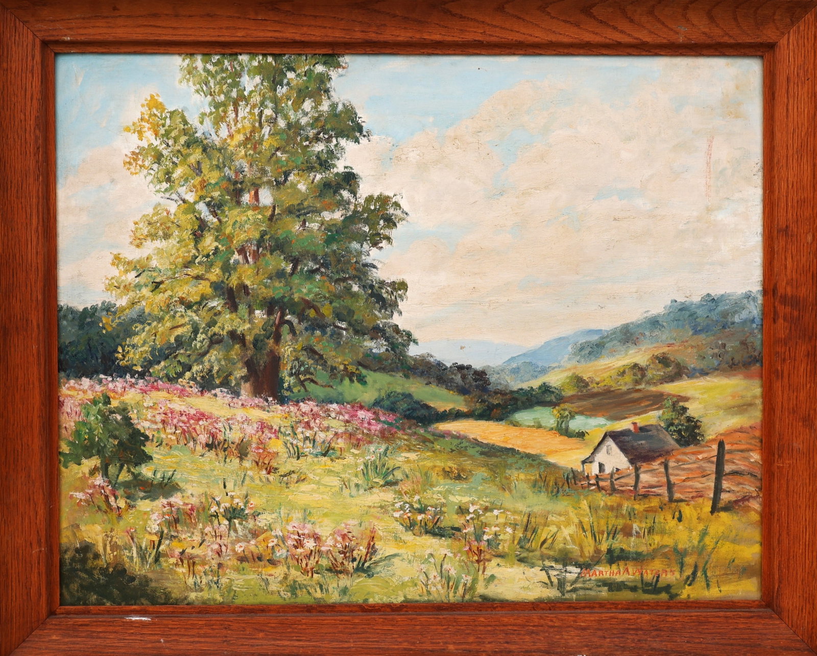 Martha A Waters, Vintage Landscape Oil on Board Painting, Signed - 3