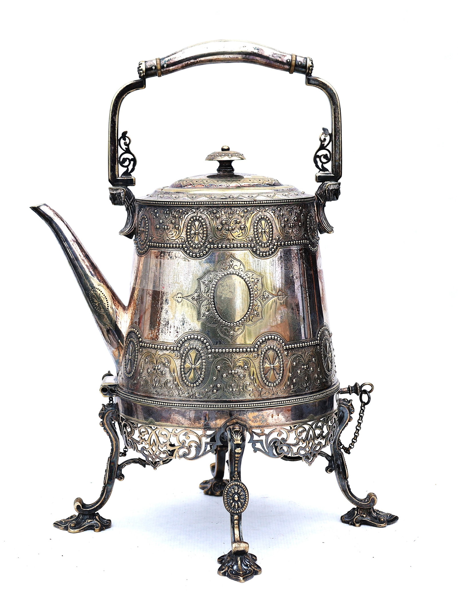 antique Victorian silver-plated spirit kettle on a stand (1 of 8)