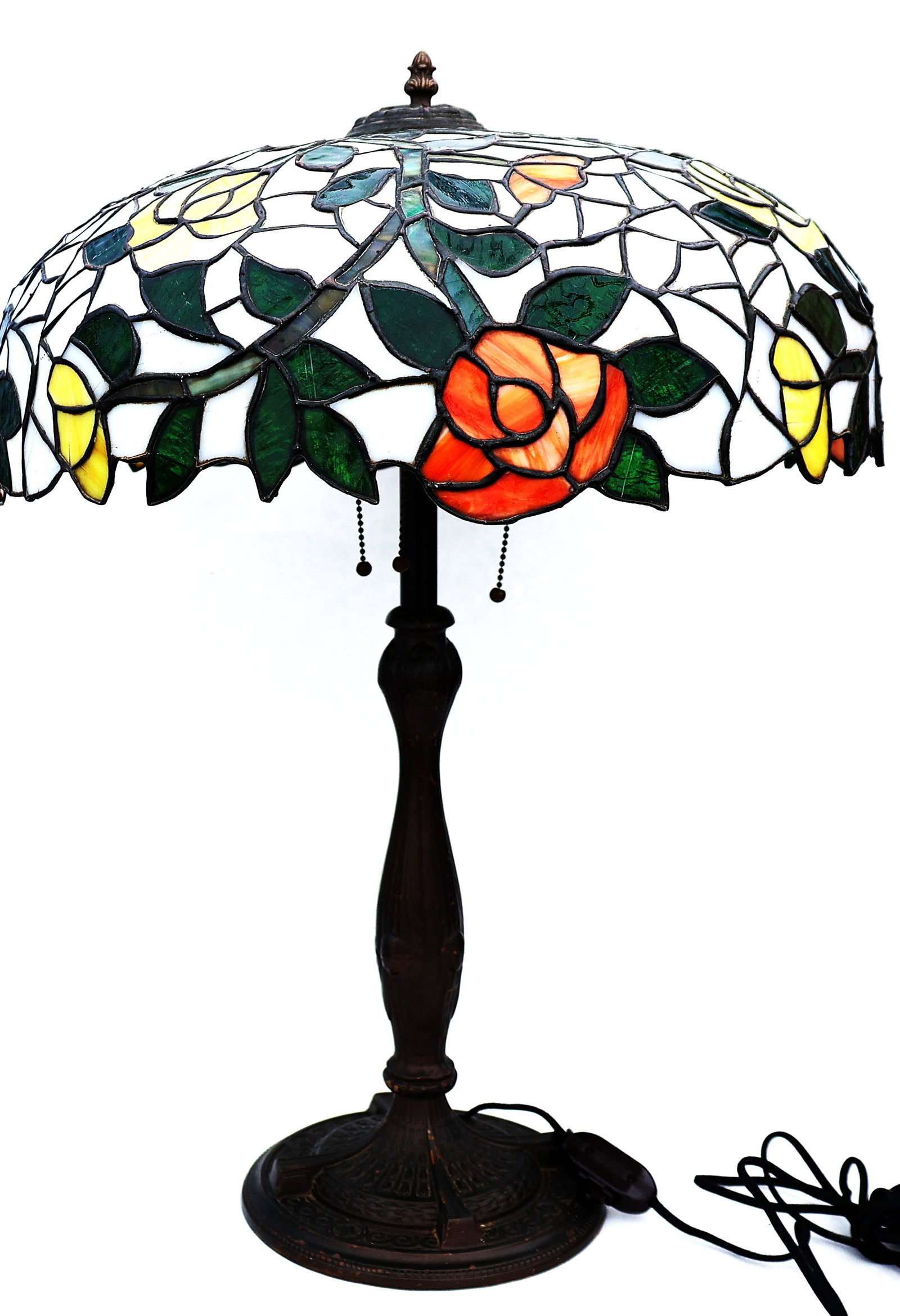 Chicago Mosaic Leaded Glass Table Lamp with Flowers, 20 in. diameter shade (1 of 5)