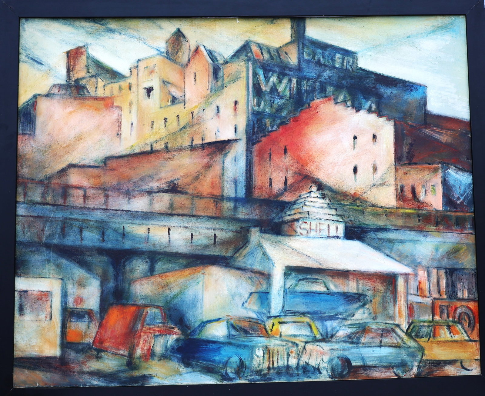 Jack Paul Maroon, Oil on Canvas Painting, Oil / Gas Station NYC (1 of 9)