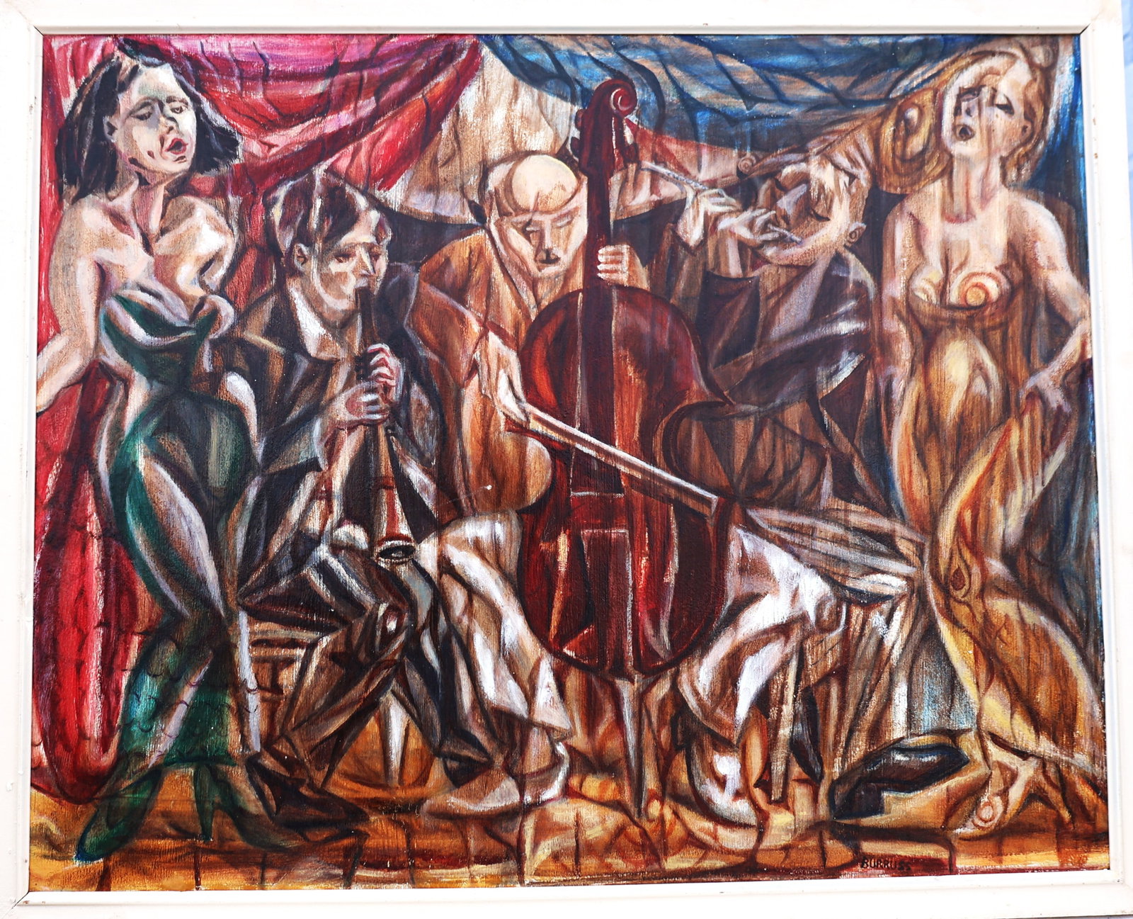 Burruss, Vintage Oil Painting scene of musicians and singers in expressive style. (1 of 7)