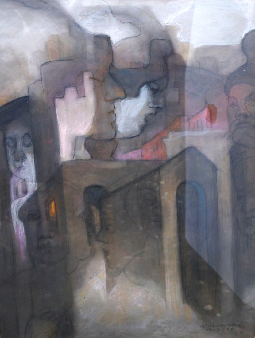 Anne Neumark, Born 1906 Boston, Massachusetts, Pastel Painting Industrial Buildings (1 of 7)