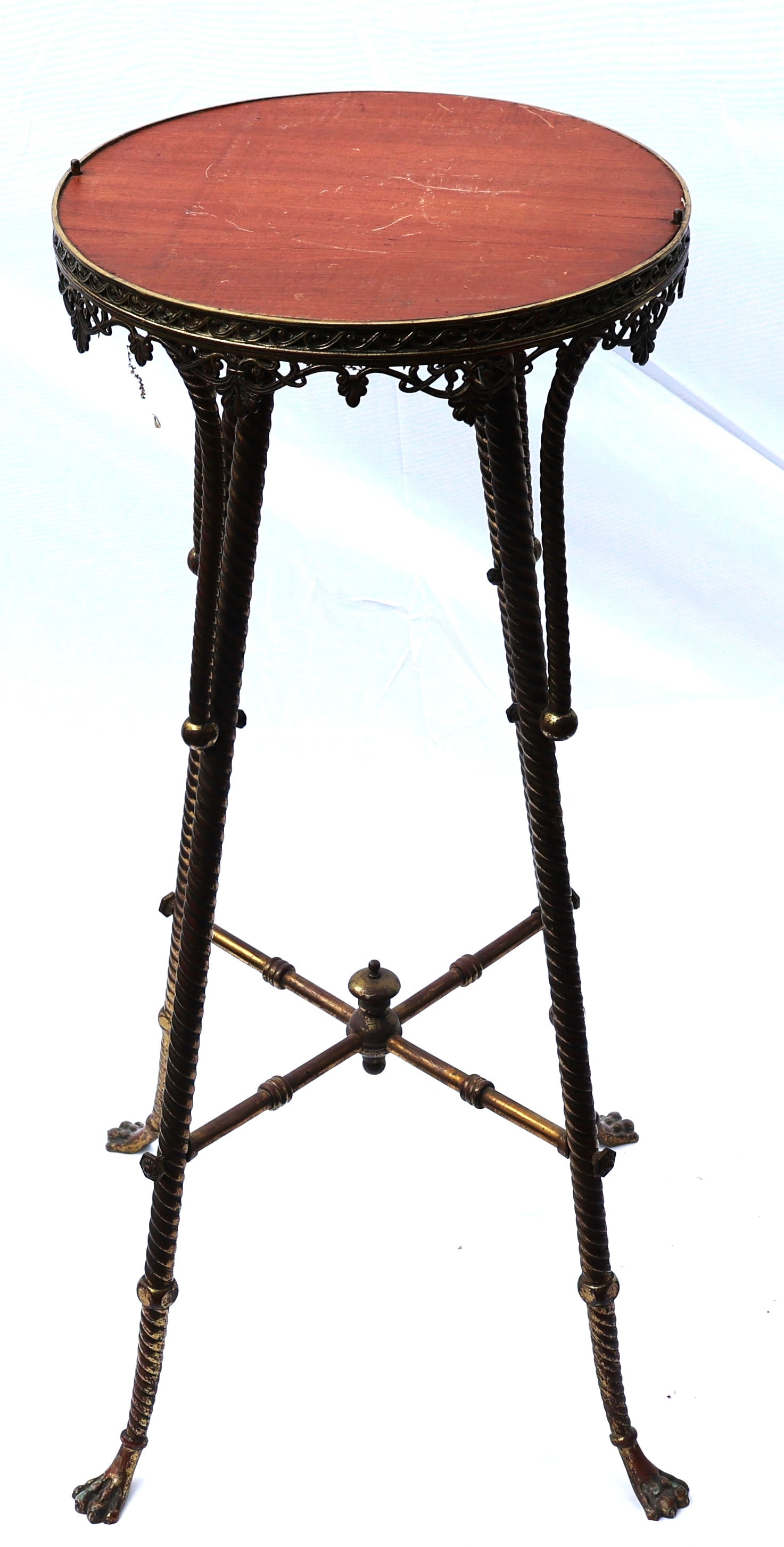 Victorian Brass Legged Tall Fern Stand with Round Top (1 of 5)