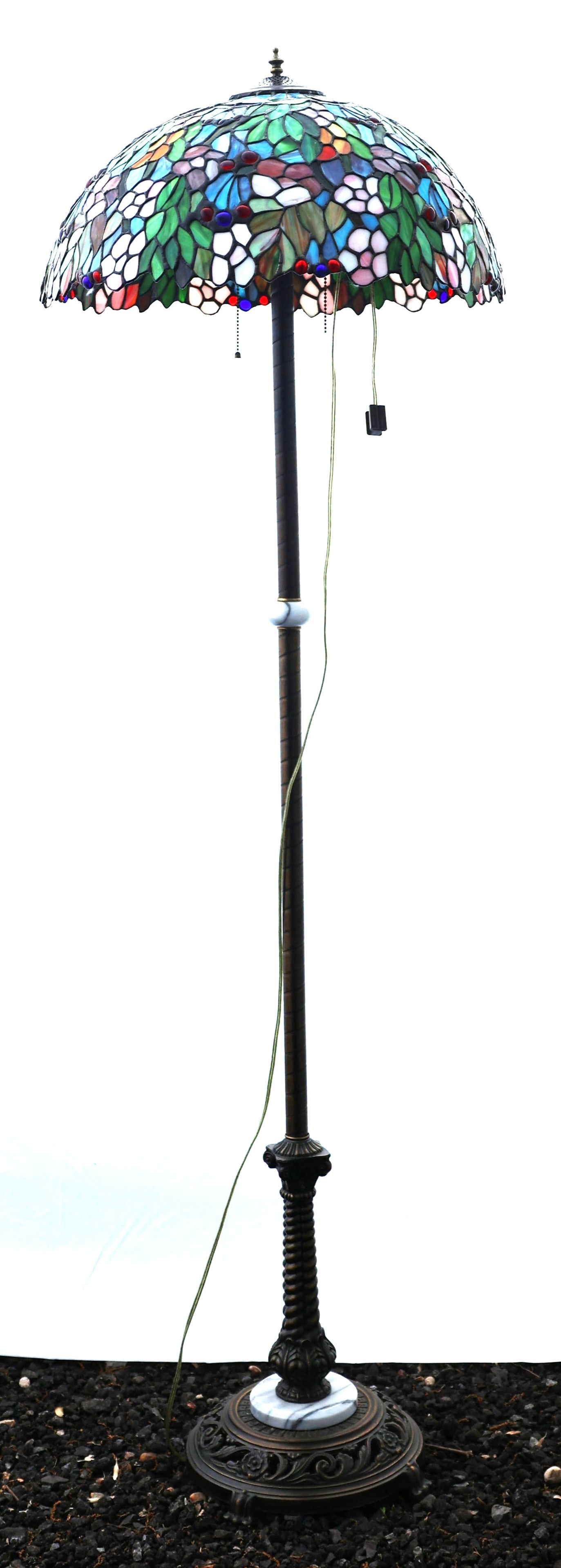 20th C. Decorative Leaded Glass Shade Floor Lamp - Nice Colors (1 of 6)