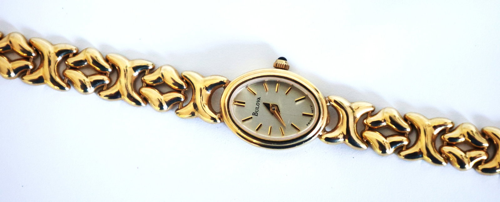12.05 DWT 14K Yellow Gold Buolva Ladies Wristwatch, Band is 14K Yellow Gold (1 of 6)