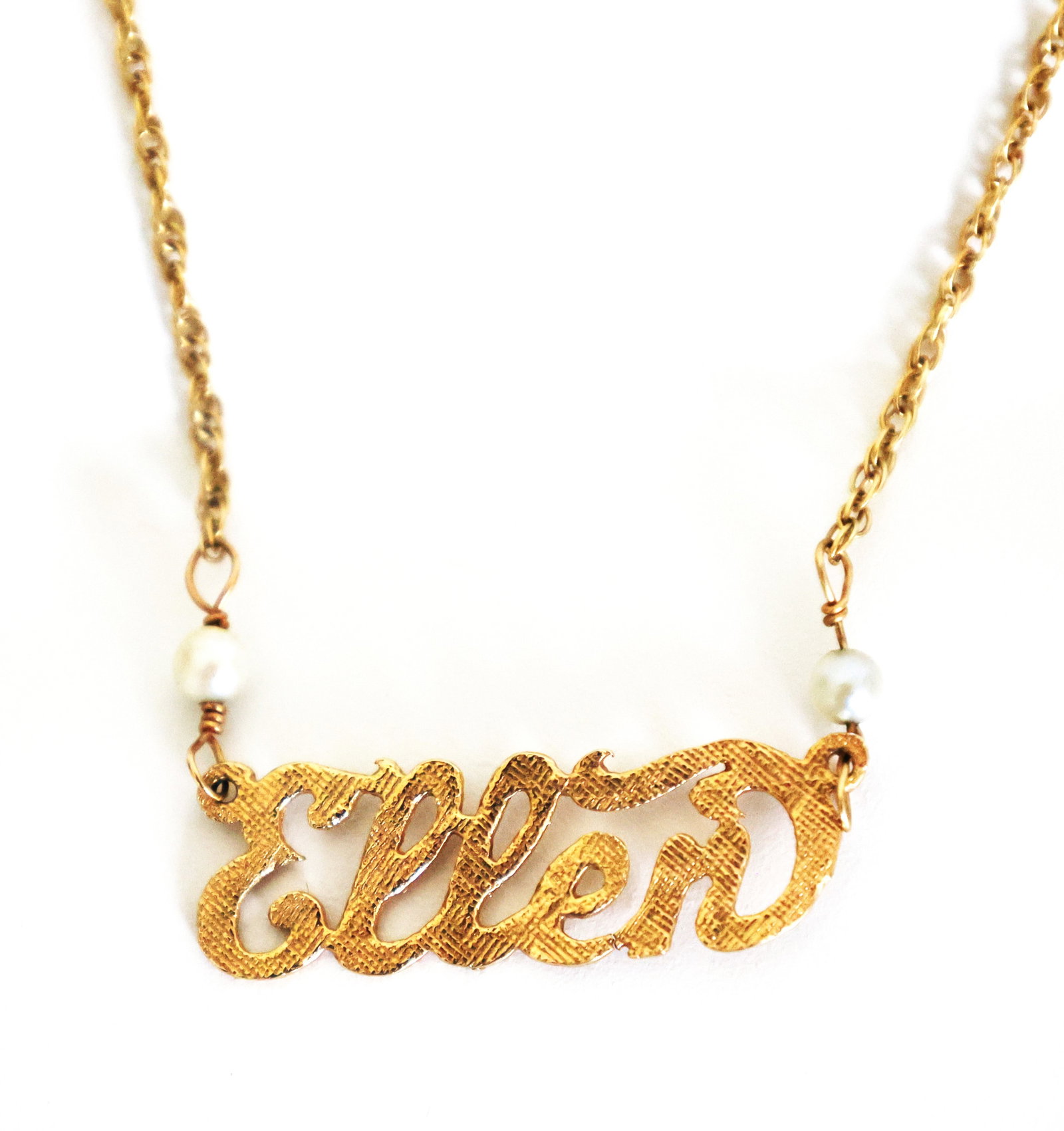 1.93 DWT 14K Yellow Gold "Ellen" Pendant Necklace with 2 Pearls, 19 in. Chain (1 of 5)