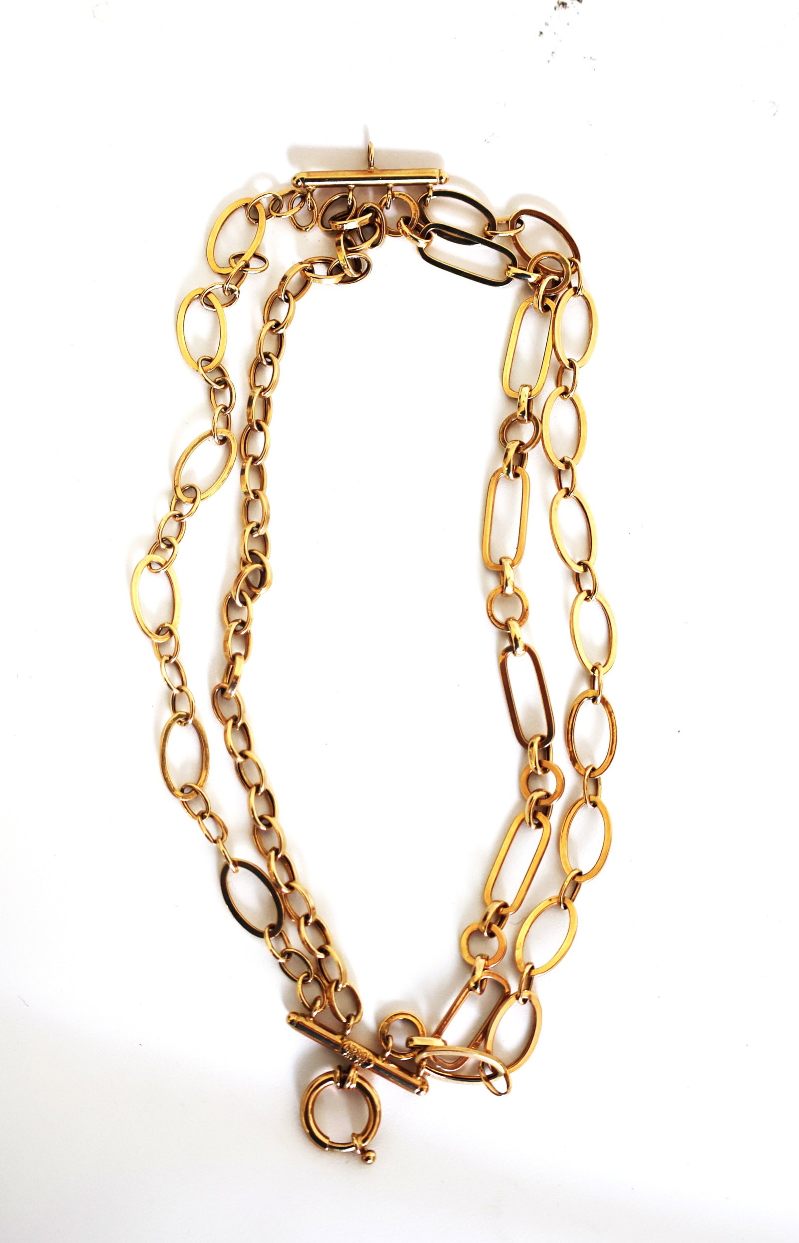 6.06 DWT 14K Yellow Gold 4-Paper Clip Links and Oval Links Strands Bracelet (1 of 4)