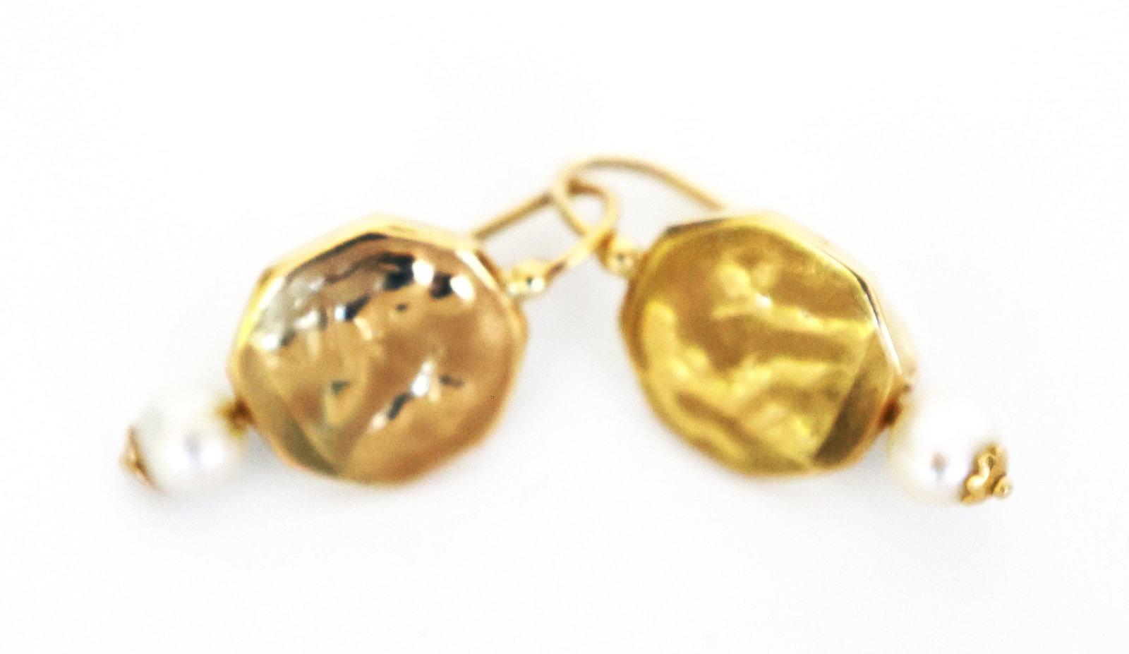 2.55 DWT 14K Yellow Gold Octagon Panels with Freshwater Cultured Pearls Drop Pierced Earrings (1 of 3)