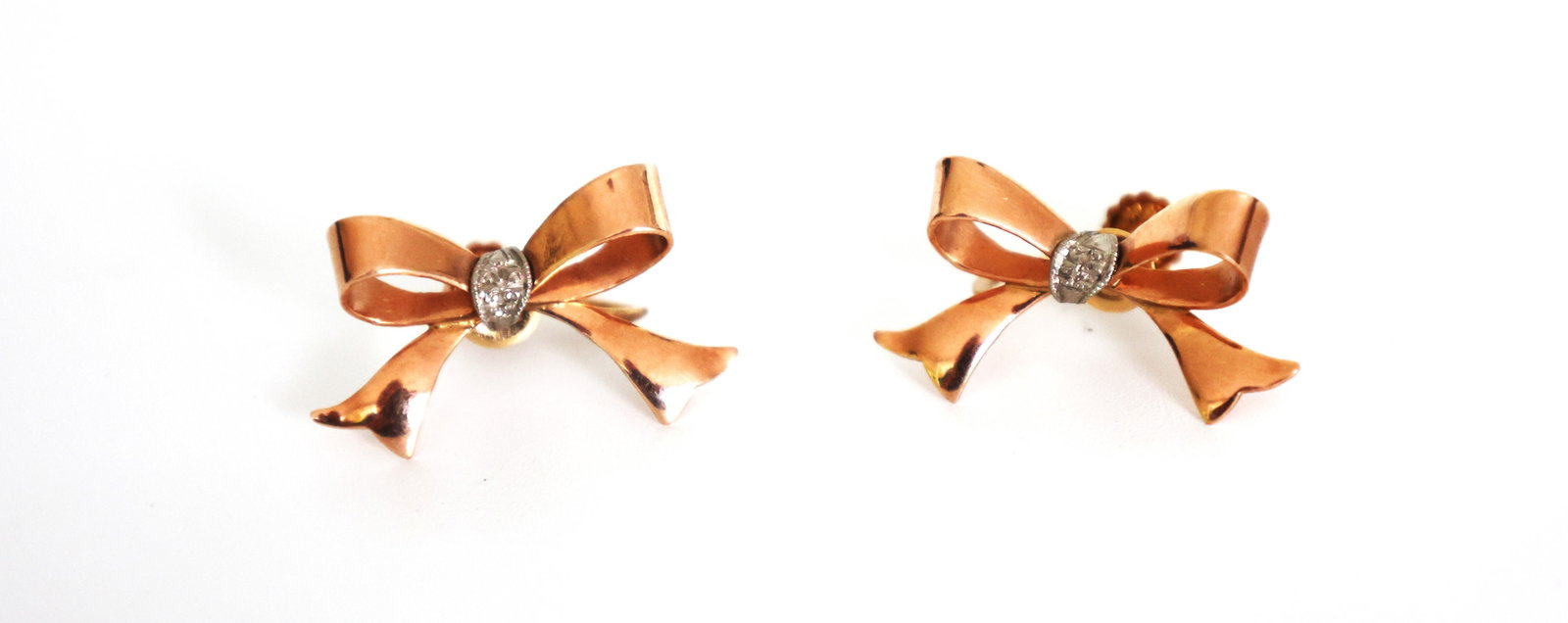2.20 DWT 14K Yellow Gold Bow Screw Back Earrings ; 1 in. x 5/8 in. (1 of 2)