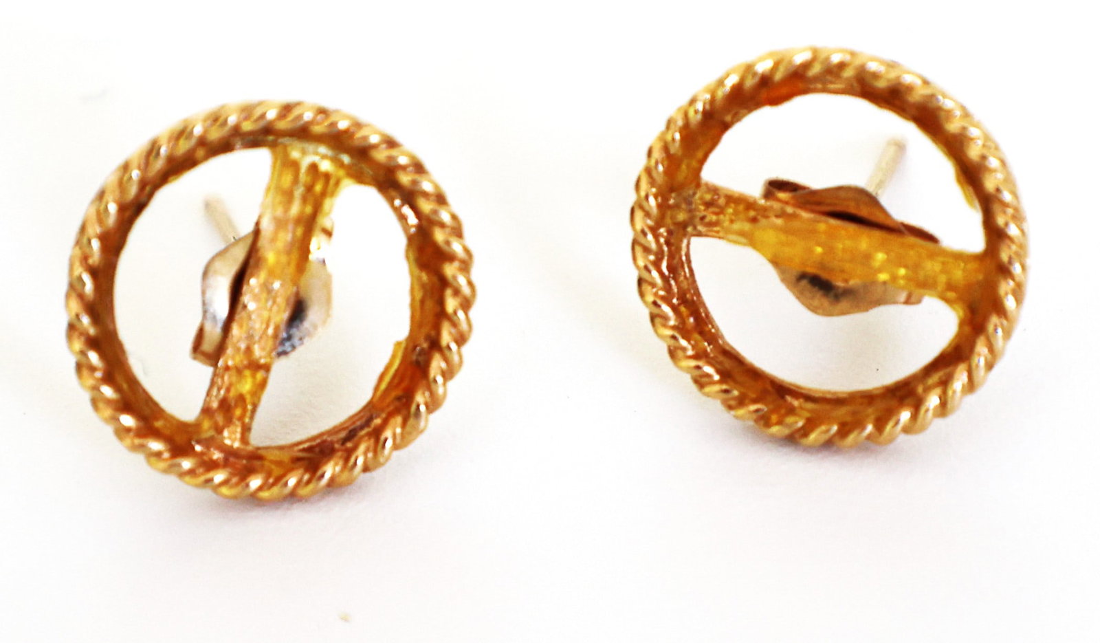 1.00 DWT 14K Gold RL Rope Twist Pierced Earrings with Open Design (1 of 3)