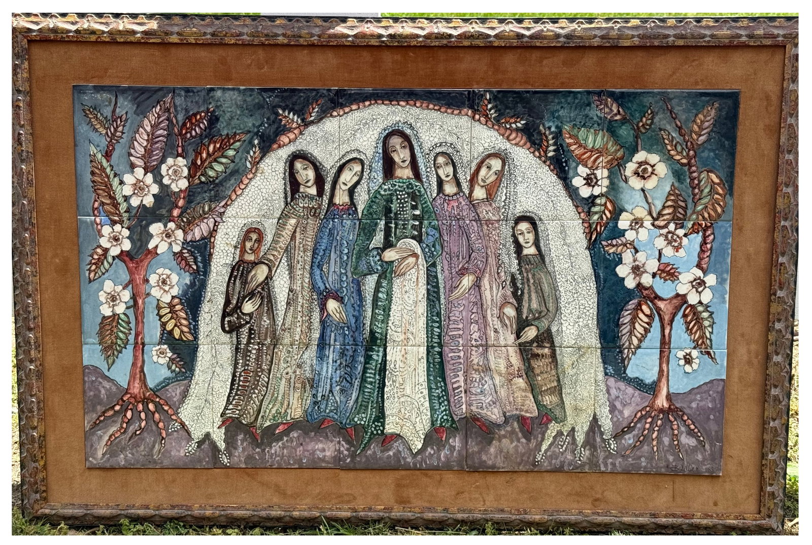 Nina Balaban; 20thC. Russian Hand Painted Tile Signed (1 of 4)