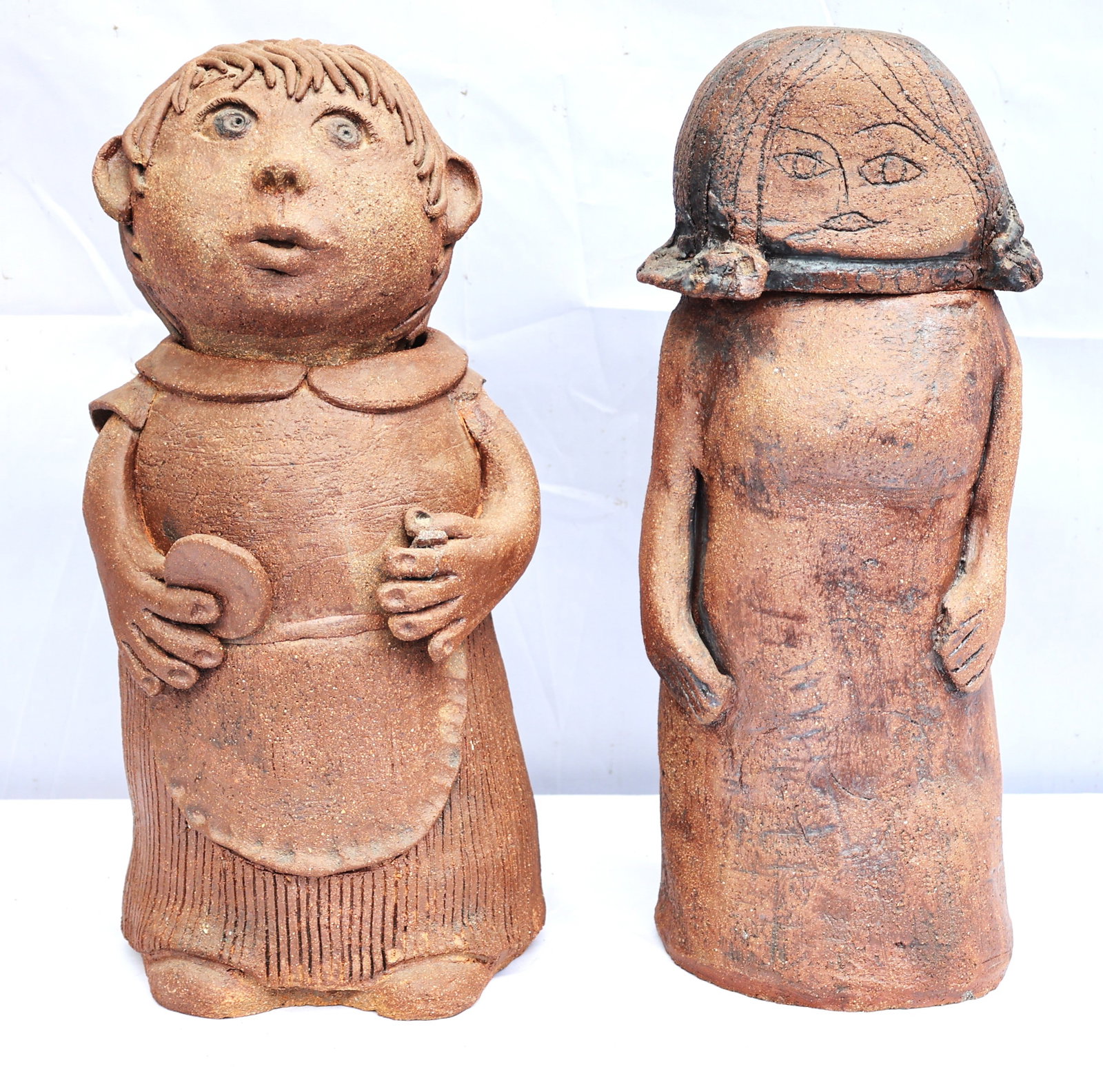 vintage stoneware "Adam and Eve" figurine vases from the 1960s-70s, featuring hand-decorated cerami (1 of 9)