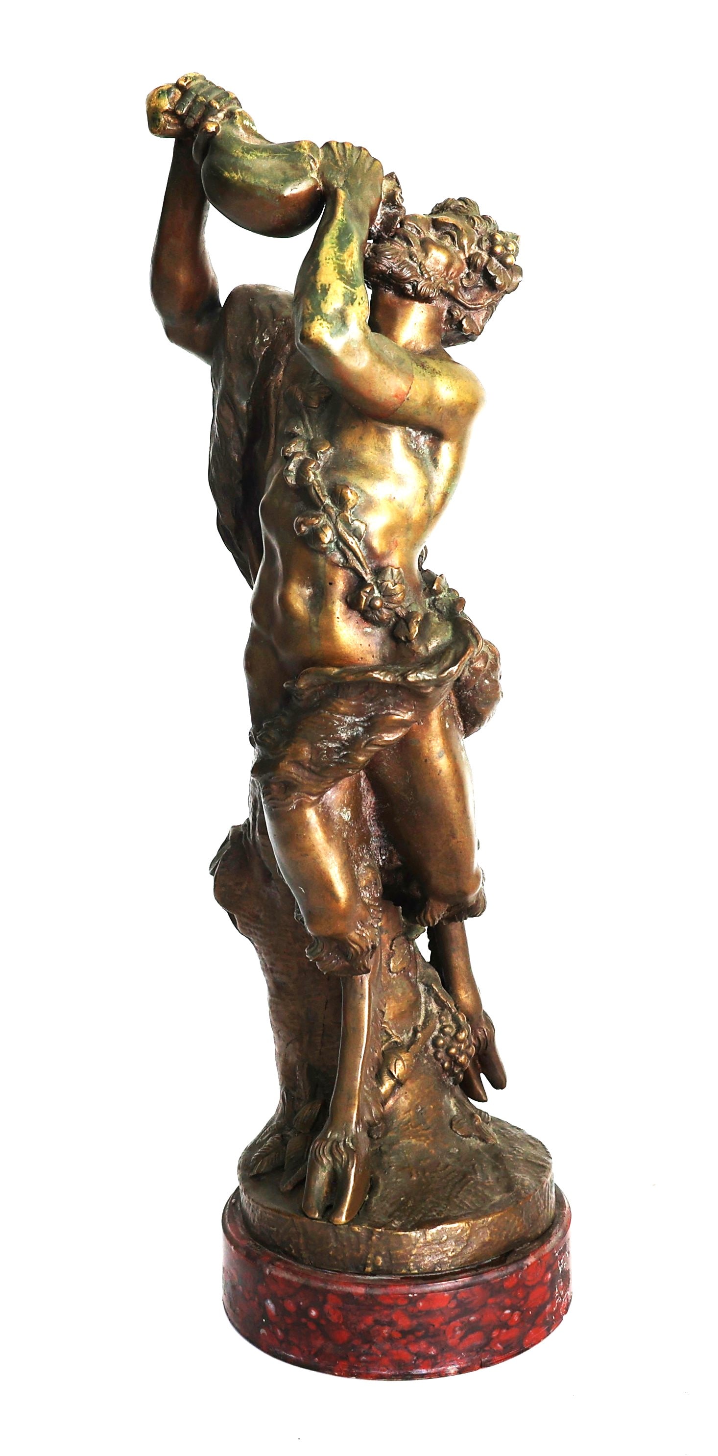 Michel Claude Clodion bronze sculpture is a "Faune Buvant" (Drinking Faun) 17 in. height (1 of 15)