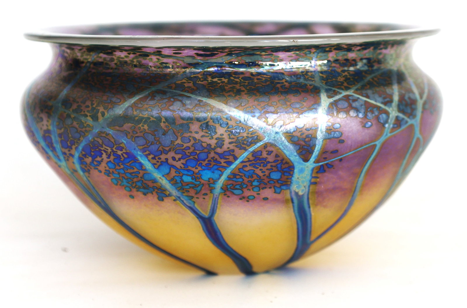 Peet Robison art glass vase from his Sunrise or Sunset series, featuring a distinctive iridescent fi (1 of 9)