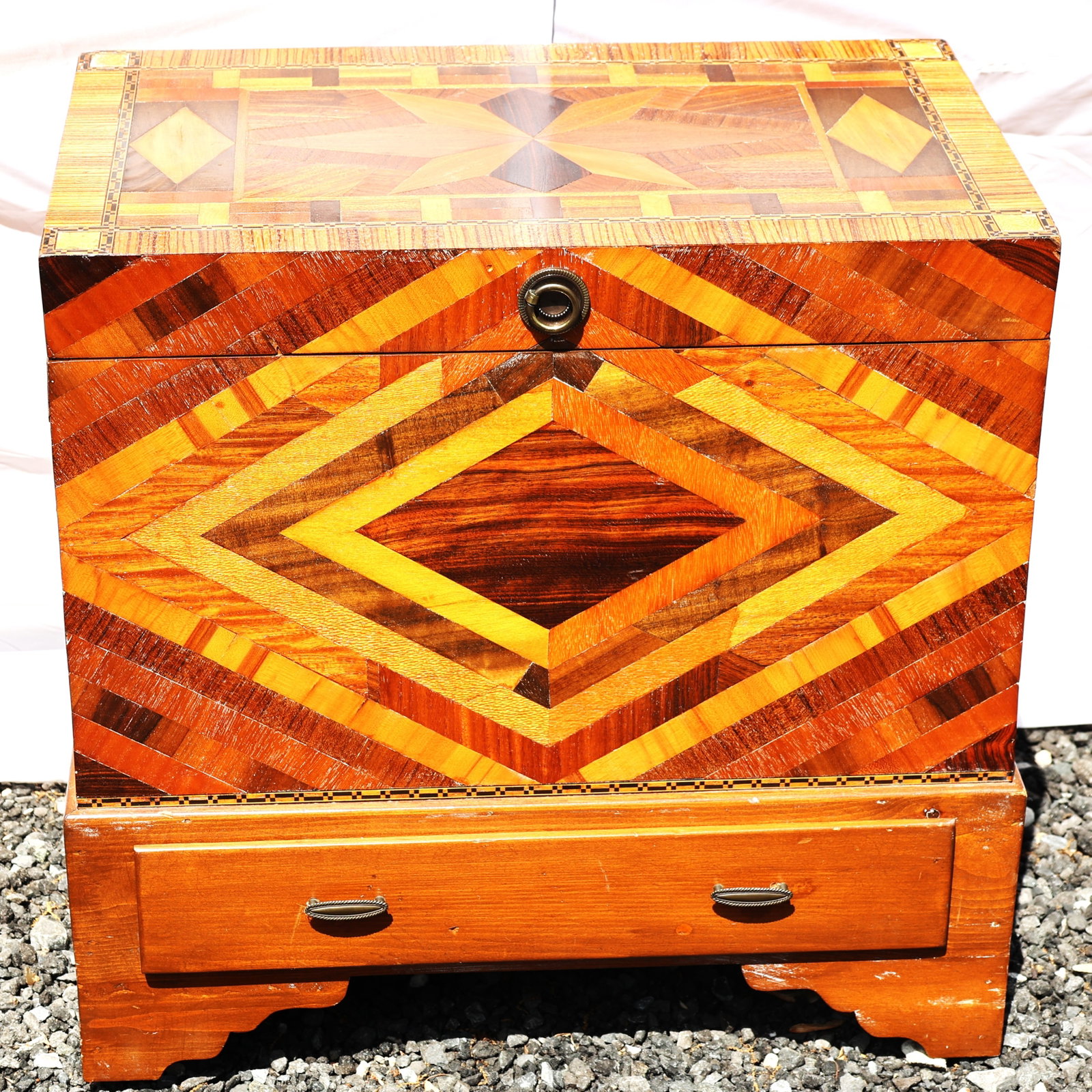 American Folk Art Exotic Woods Fantastic Hope Chest with Till Interor, Drawer Base (1 of 9)