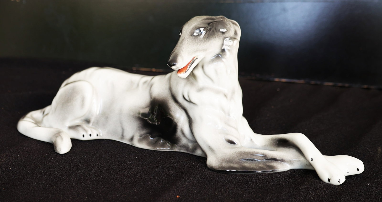 vintage porcelain Russian Greyhound (Borzoi) figurine from the 1960s features a distinctive resting (1 of 7)
