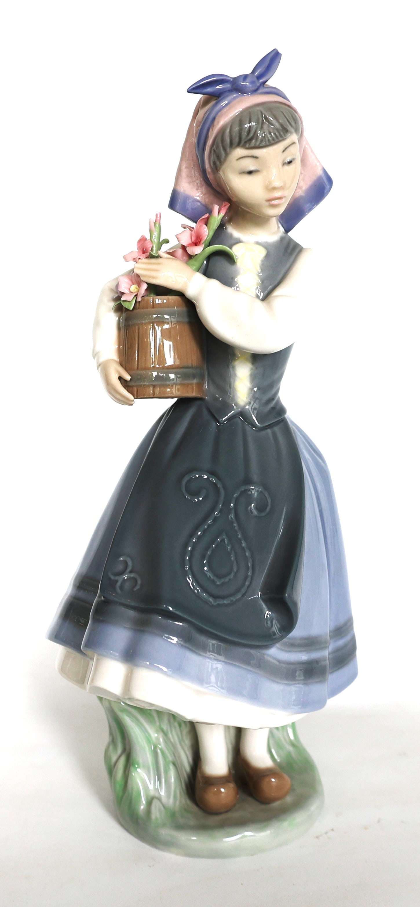 Lladró porcelain figurine titled "From My Garden" (item #1416), featuring a girl in a blue dress (1 of 6)