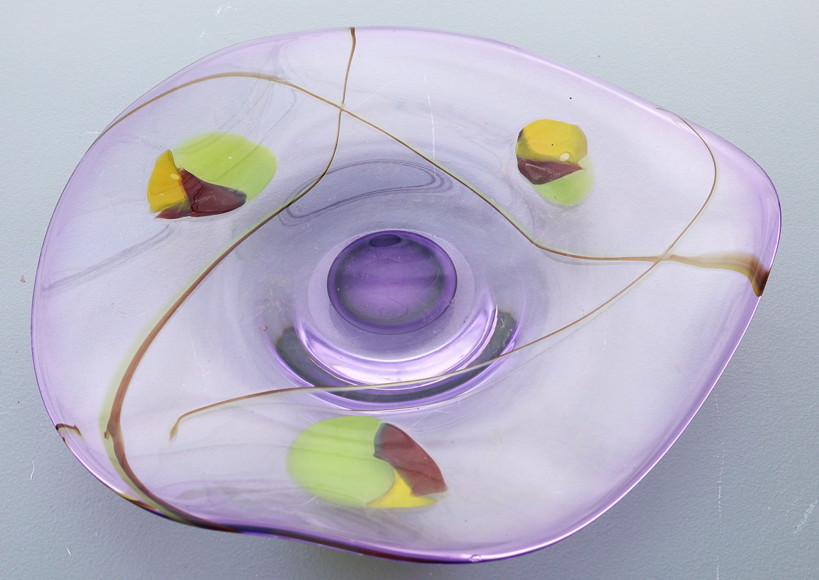 Art Glass Bowl signed A. Jablonski [Adam Jablonski] 15 in. x 14 1/2 in. (1 of 6)