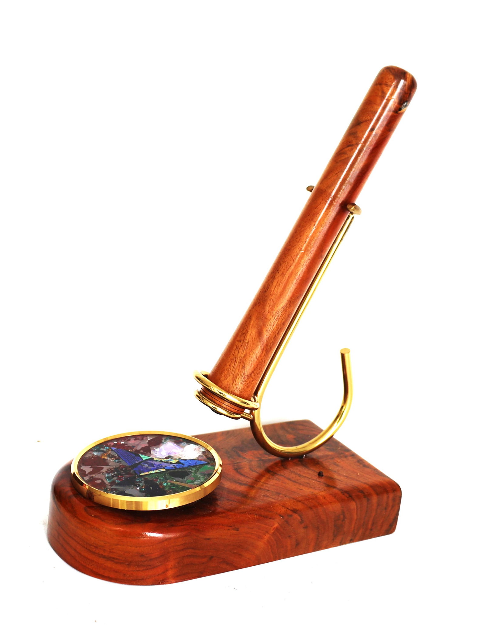 vintage wood and brass desk top Kaleidoscope: Size: 12 3/4 in. height, 9 in. wide x 4 1/2 in. depth ; vintage wood and brass desk top Kaleidoscope