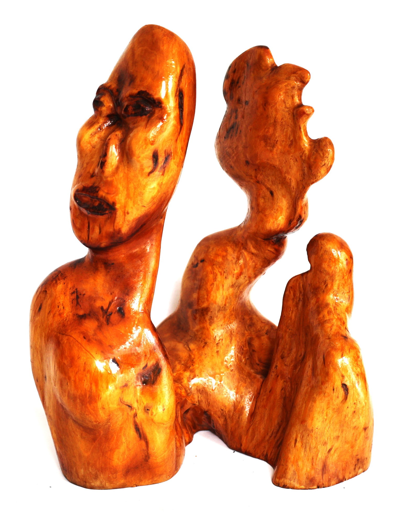 hand-carved abstract sculpture made from a single piece of wood - 3
