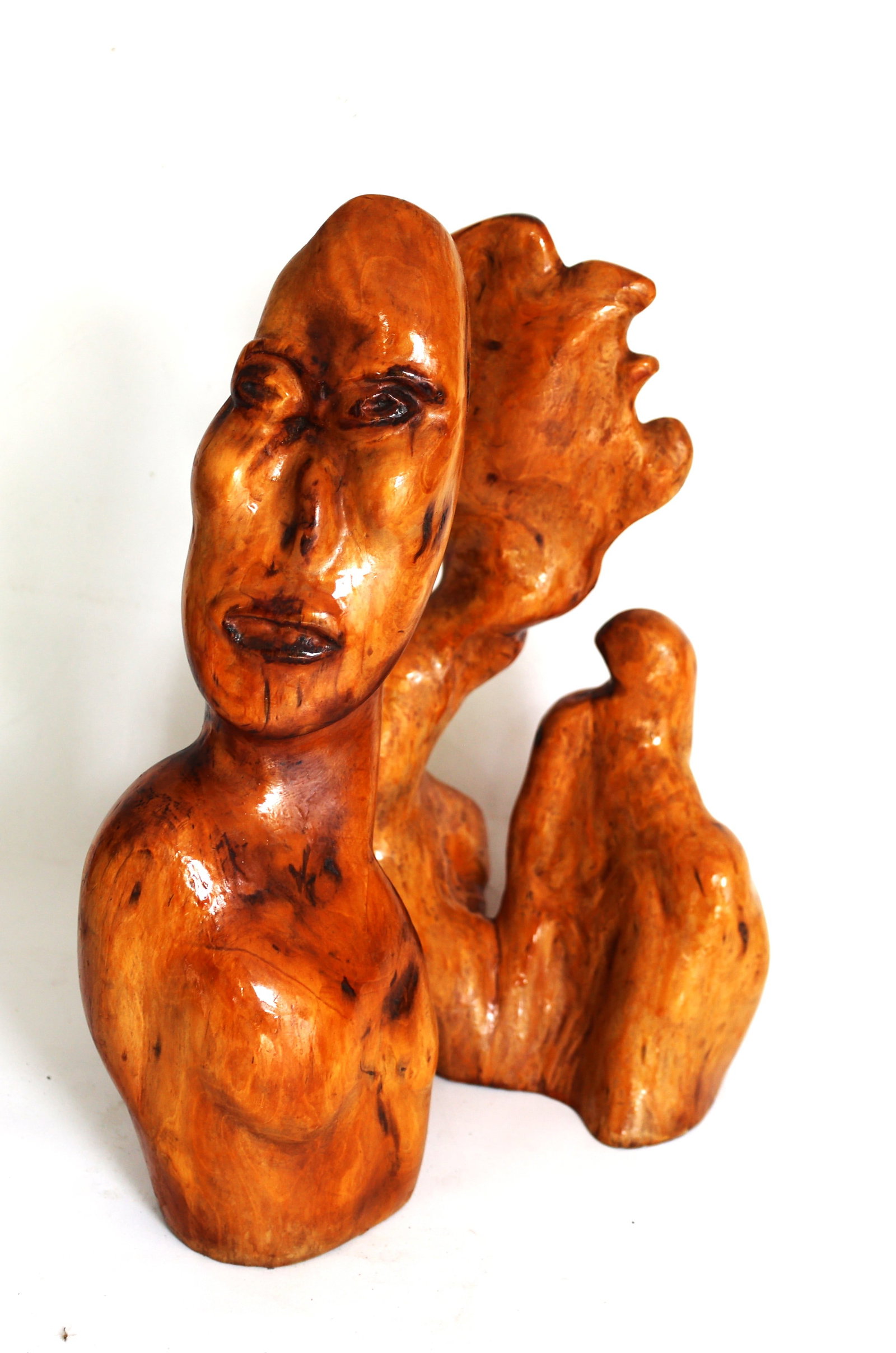 hand-carved abstract sculpture made from a single piece of wood - 4