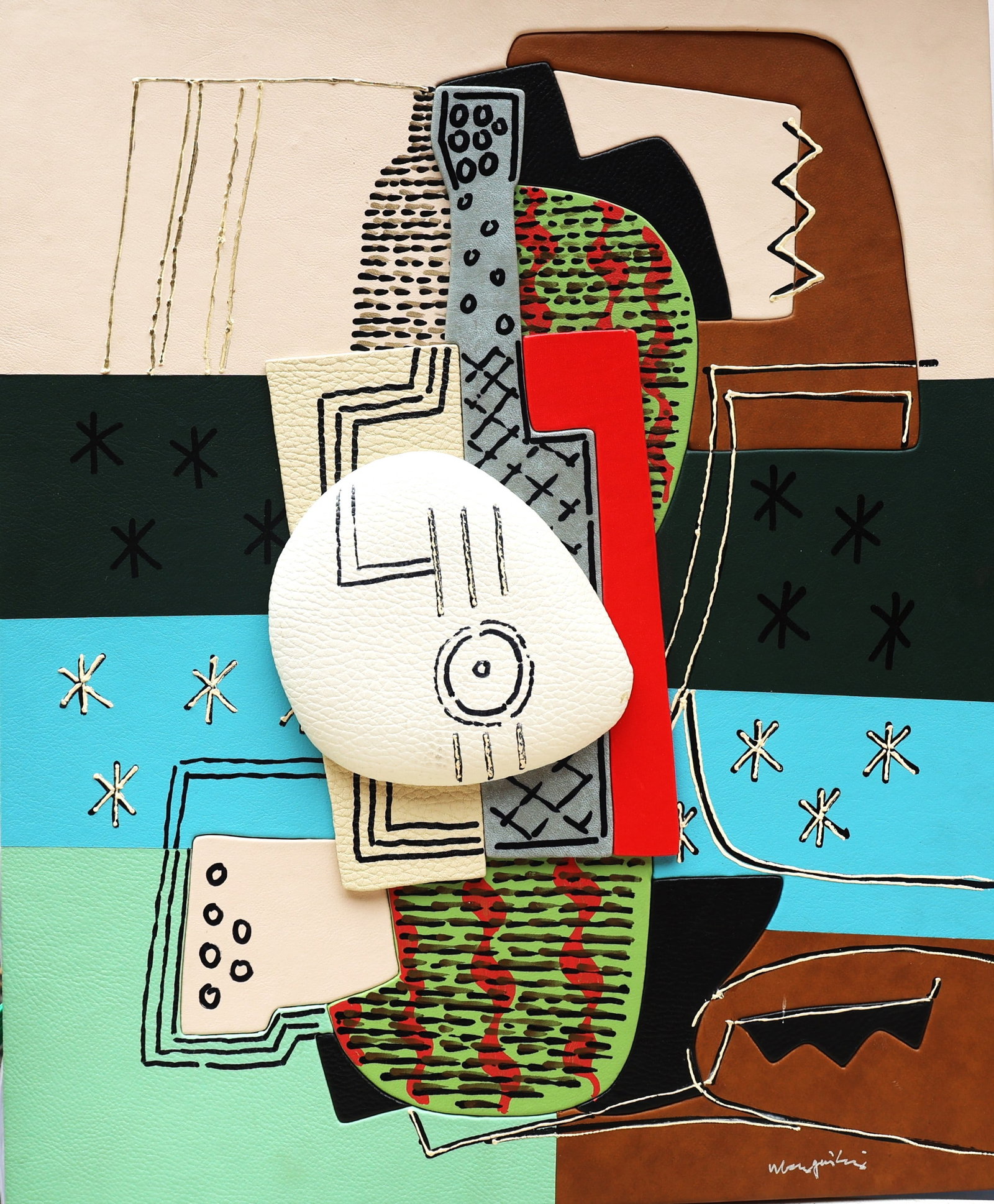 limited edition cubist print titled Still Life, designed in the style of Pablo Picasso.: Size: 18 in. height x 22 in. wide ; limited edition cubist print titled Still Life, designed in the style of Pablo Picasso.It features abstract, geometric forms arranged to suggest a musical