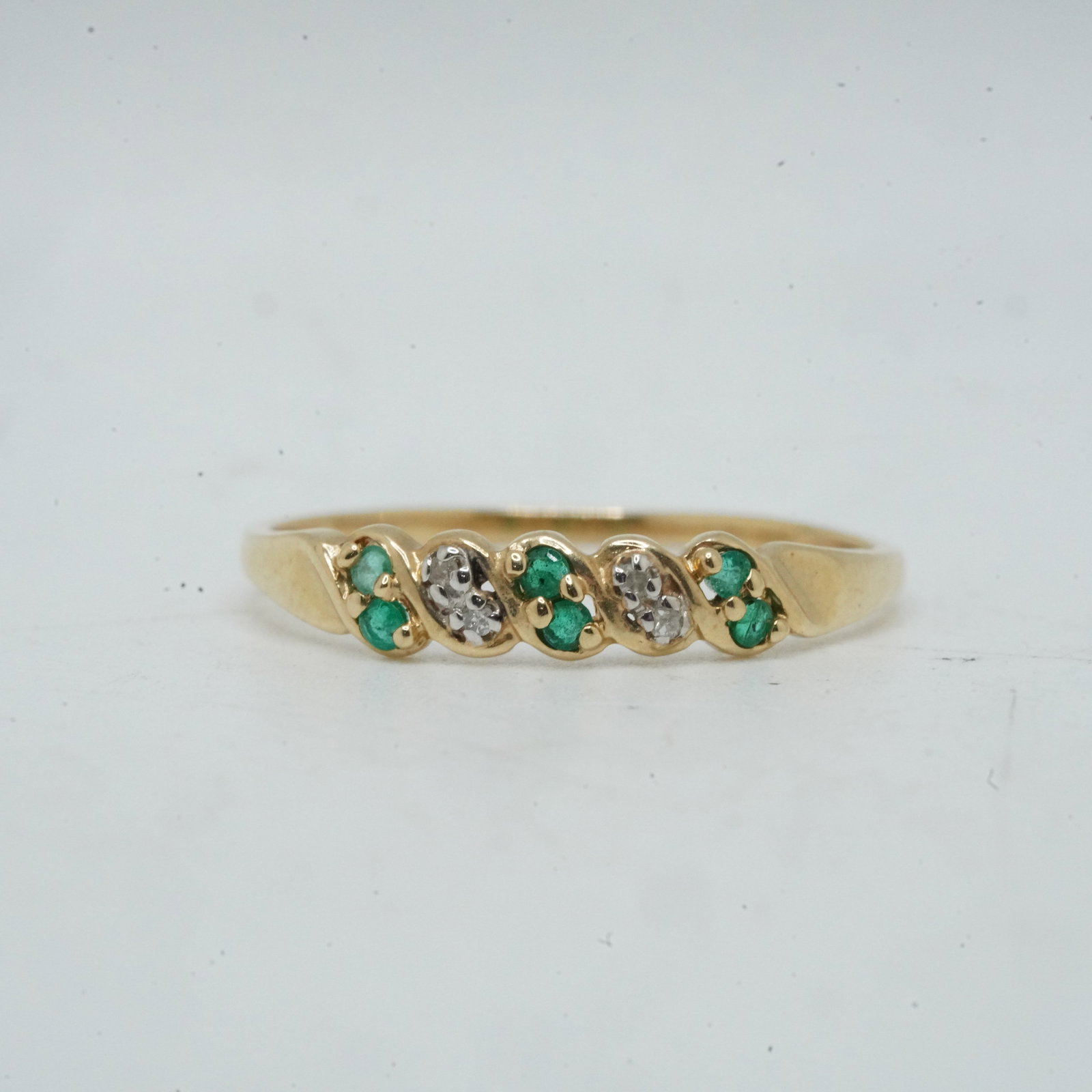 10K Gold 0.64 DWT Emeralds and Diamonds Ring Size: 7.75 , 3/4 in. x 1/8 in.: 10K Gold 1.67 DWT CD 2-Tone Rose Engraved Ring Size 11.25 , 7/8 in. x 1/2 in.